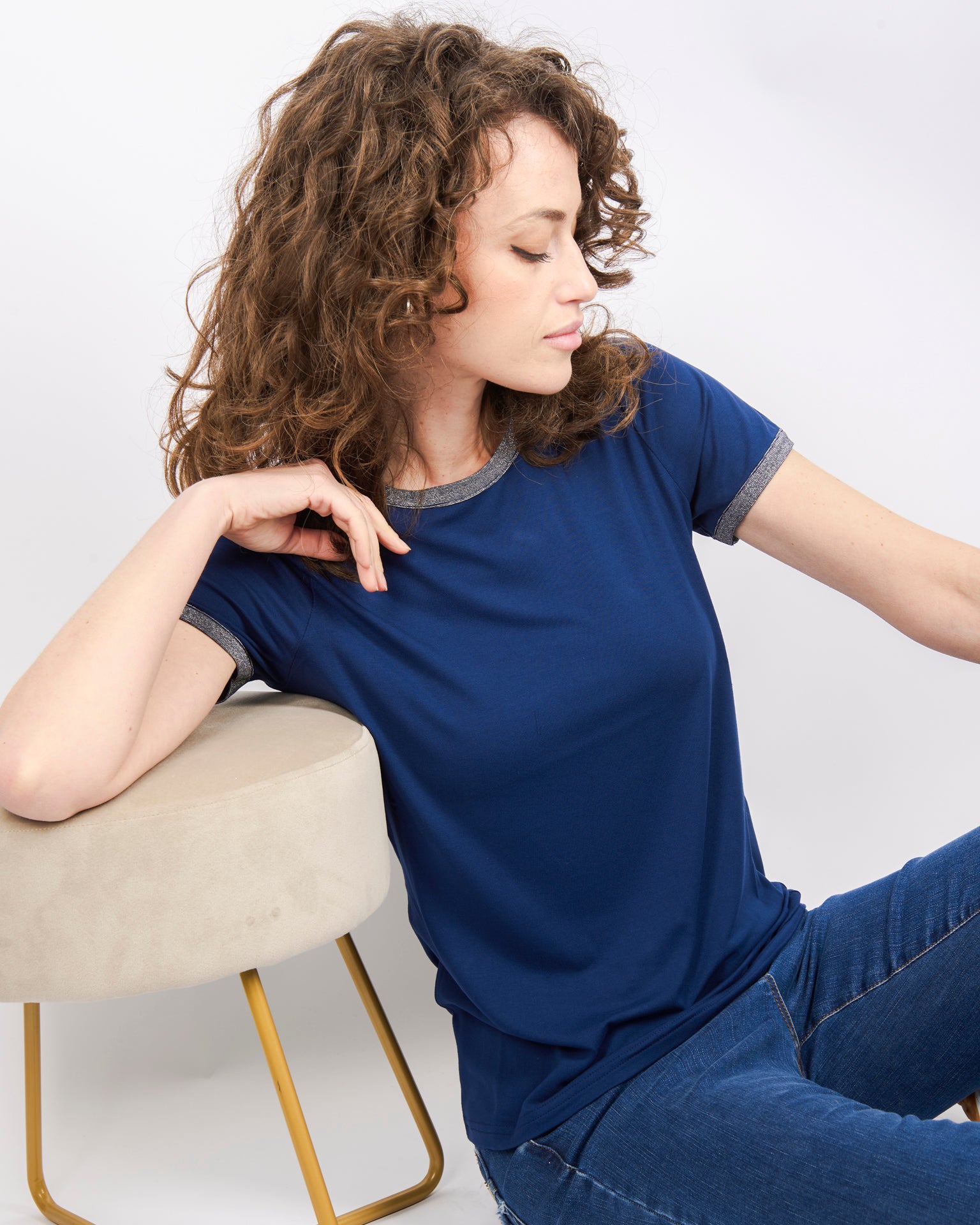 Maglia basic bordi lurex SIL171