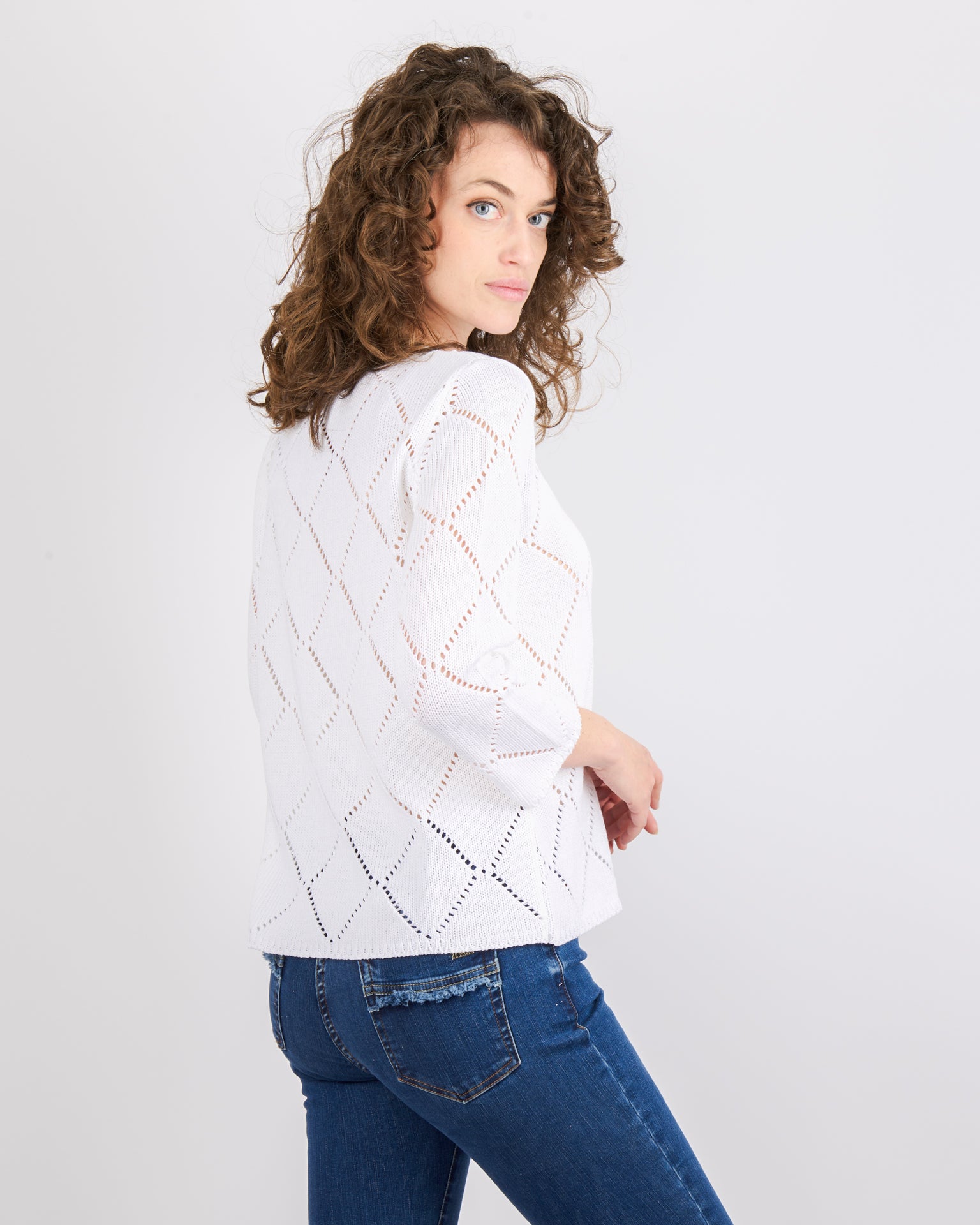 Girocollo cotone rombi traforati 1743
