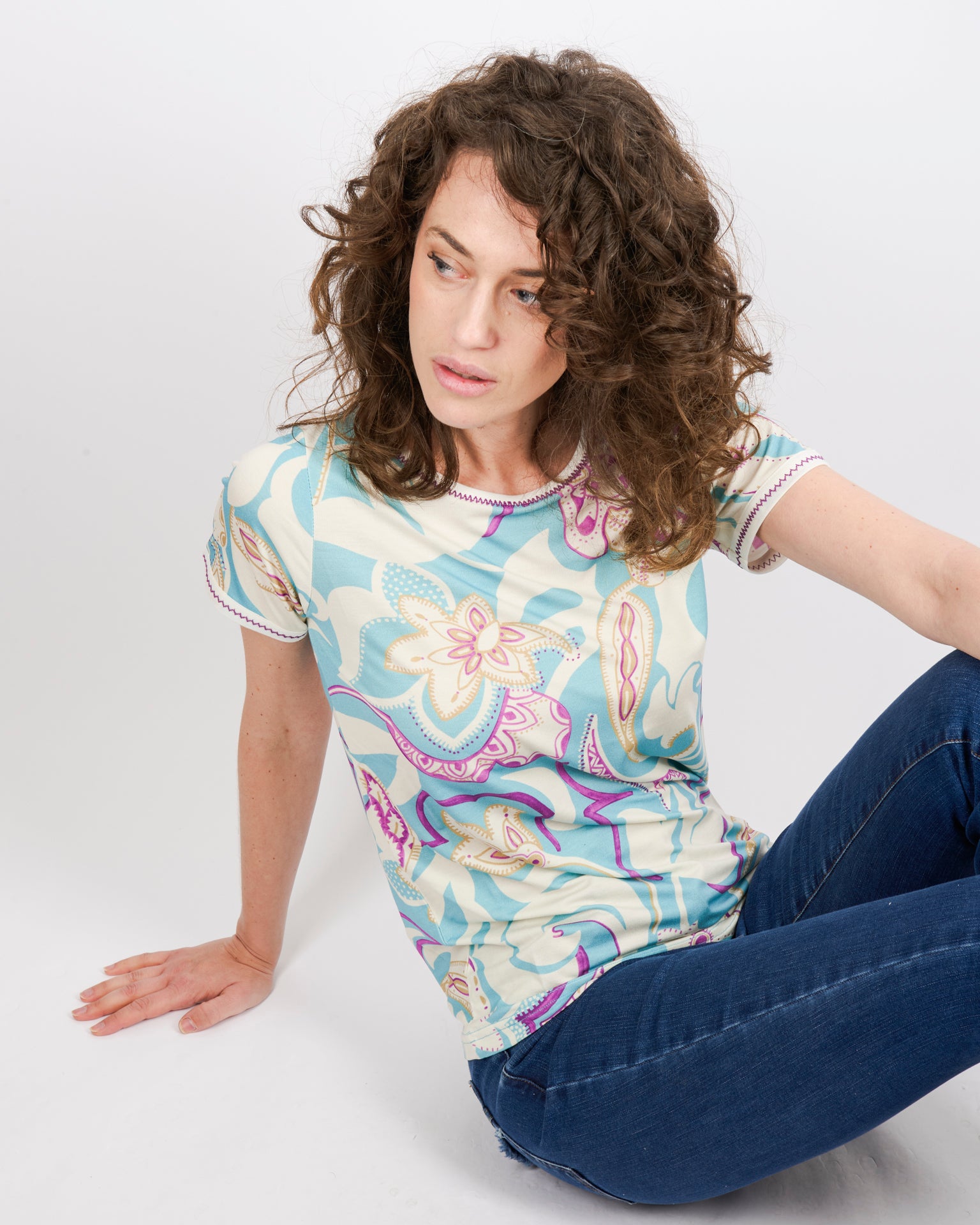 Maglia giro viscosa impuntura SIL169