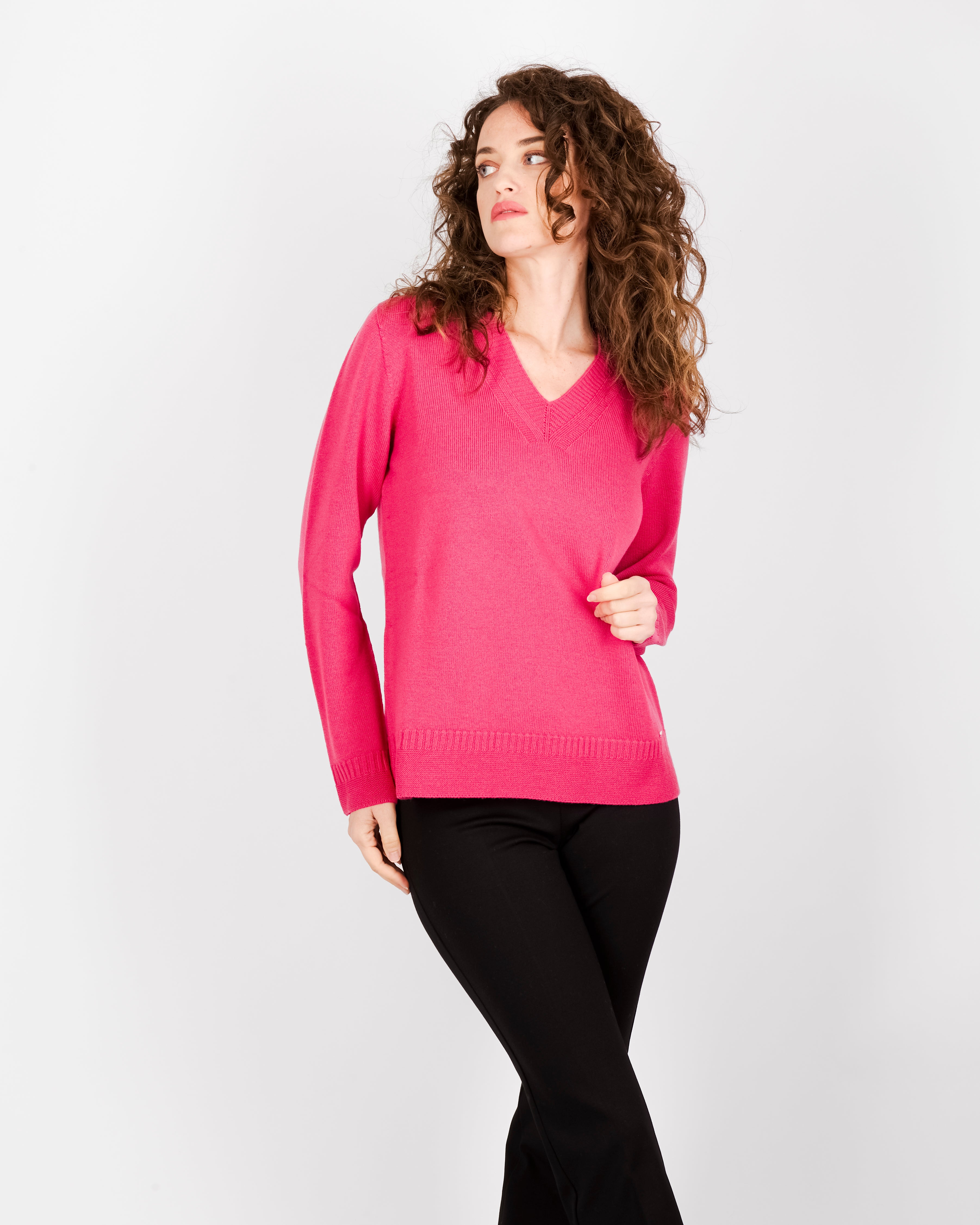 Maglia scollo a V fondo link Z9414