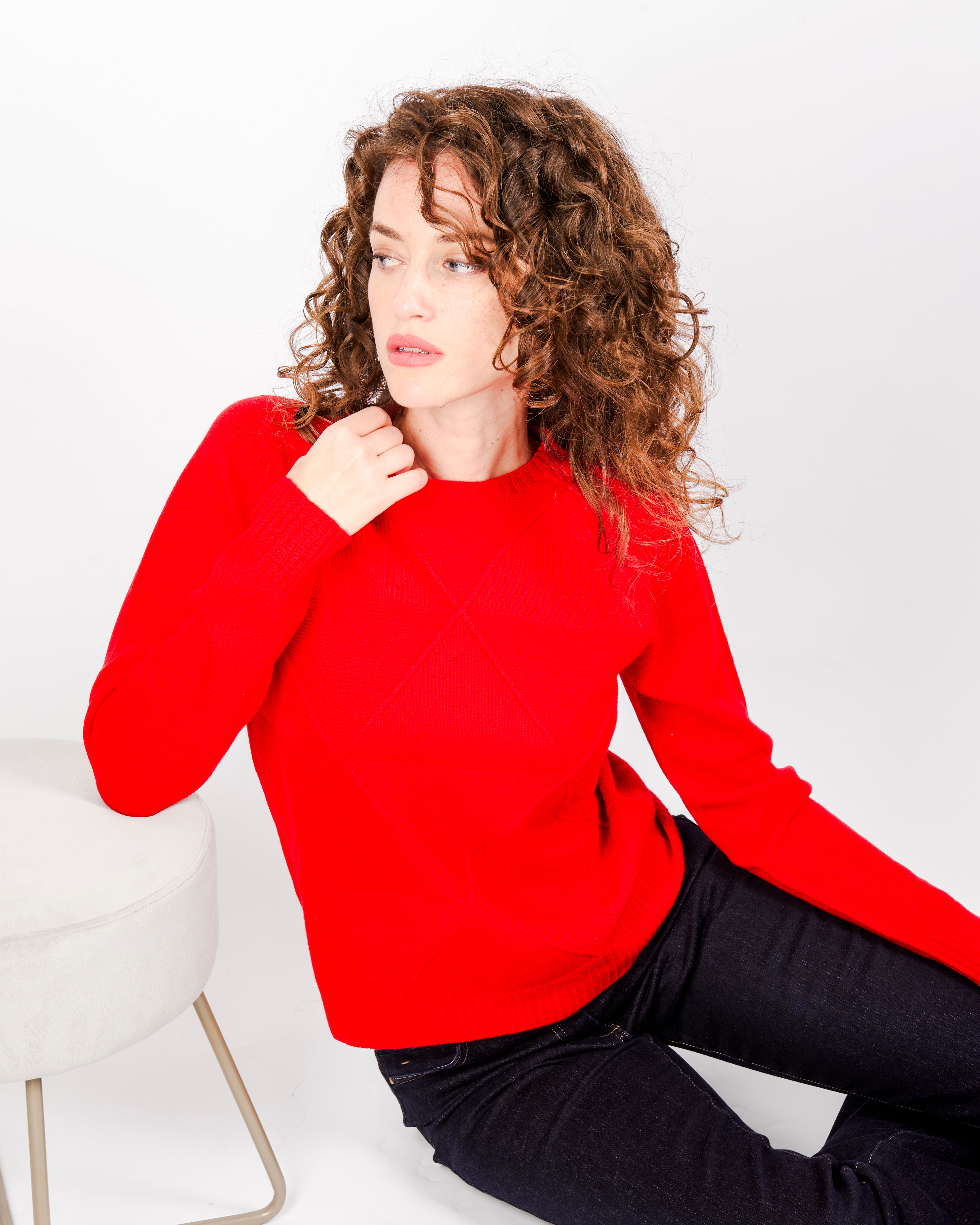 Maglia girocollo rombi links pura lana DA 504