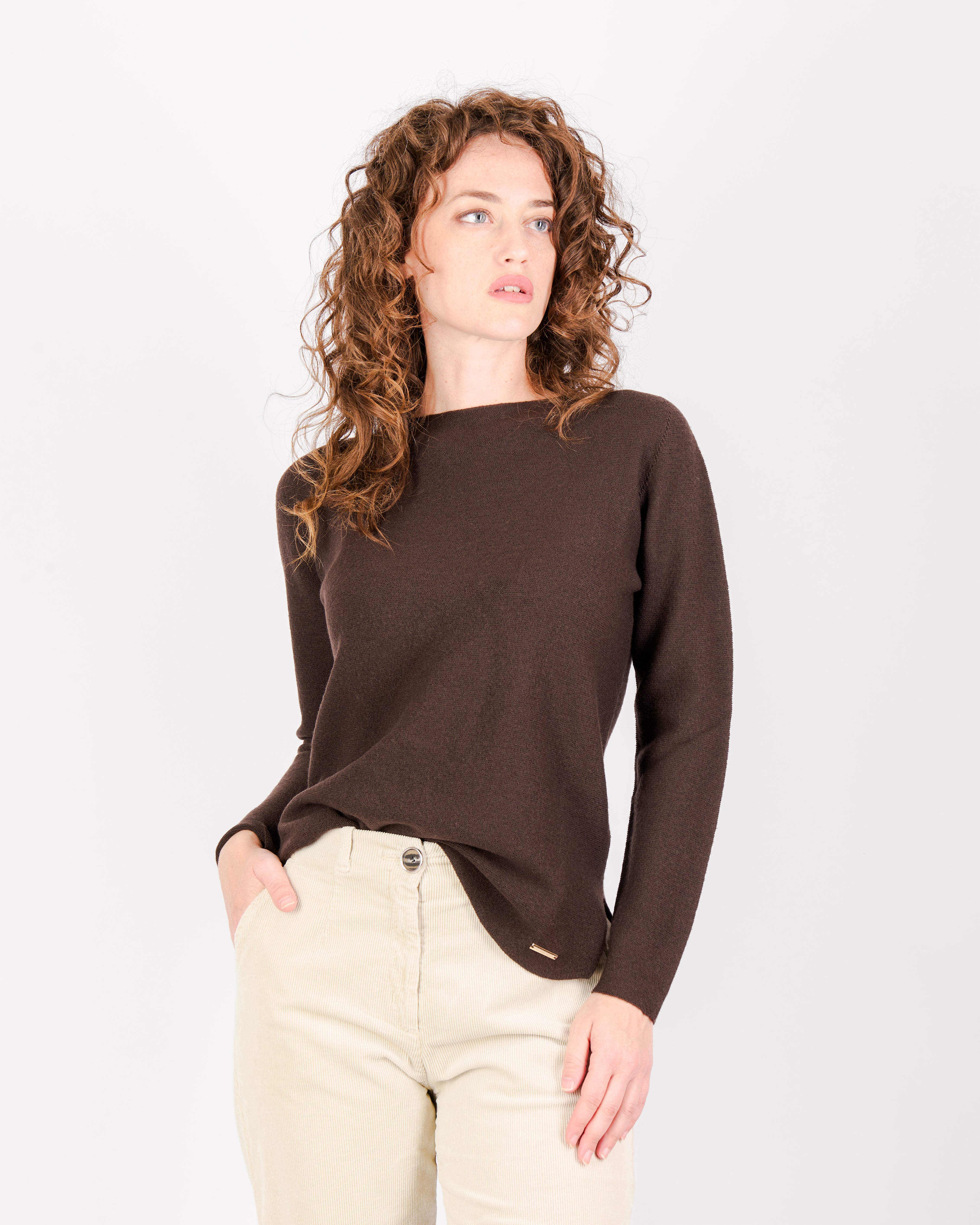 Maglia girocollo pura lana links spacchi 25Z 1081