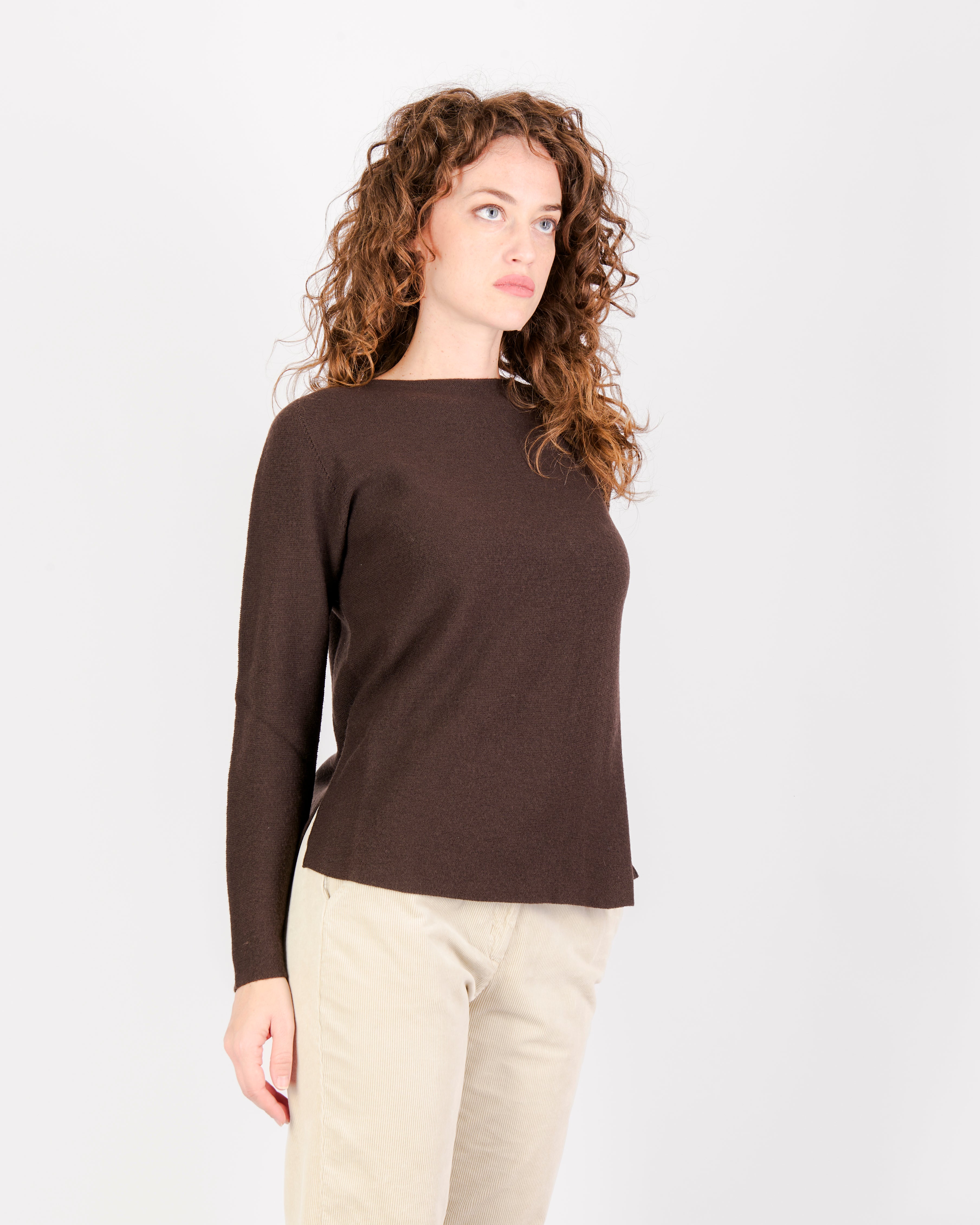 Maglia girocollo pura lana links spacchi 25Z 1081