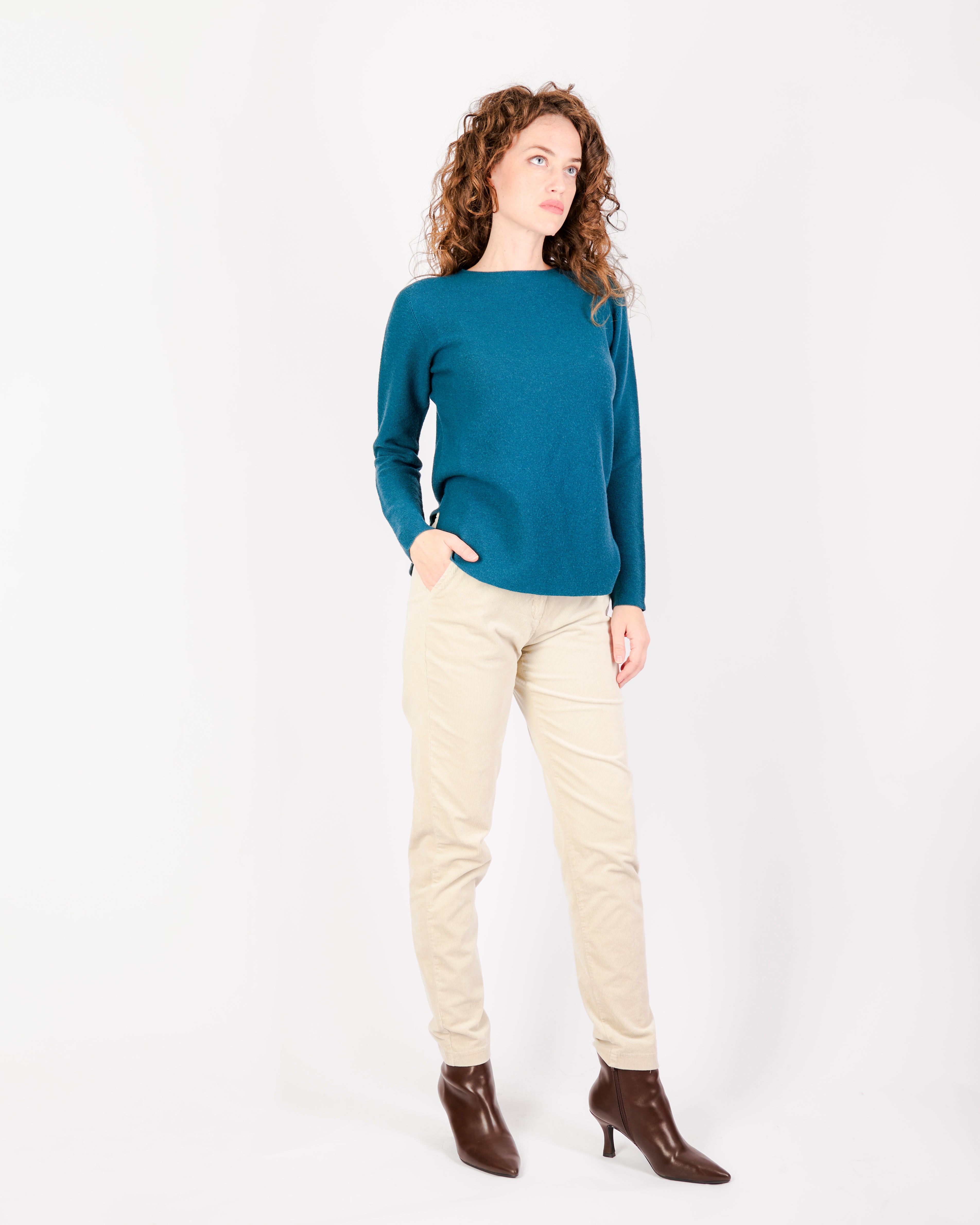 Maglia girocollo pura lana links spacchi 25Z 1081