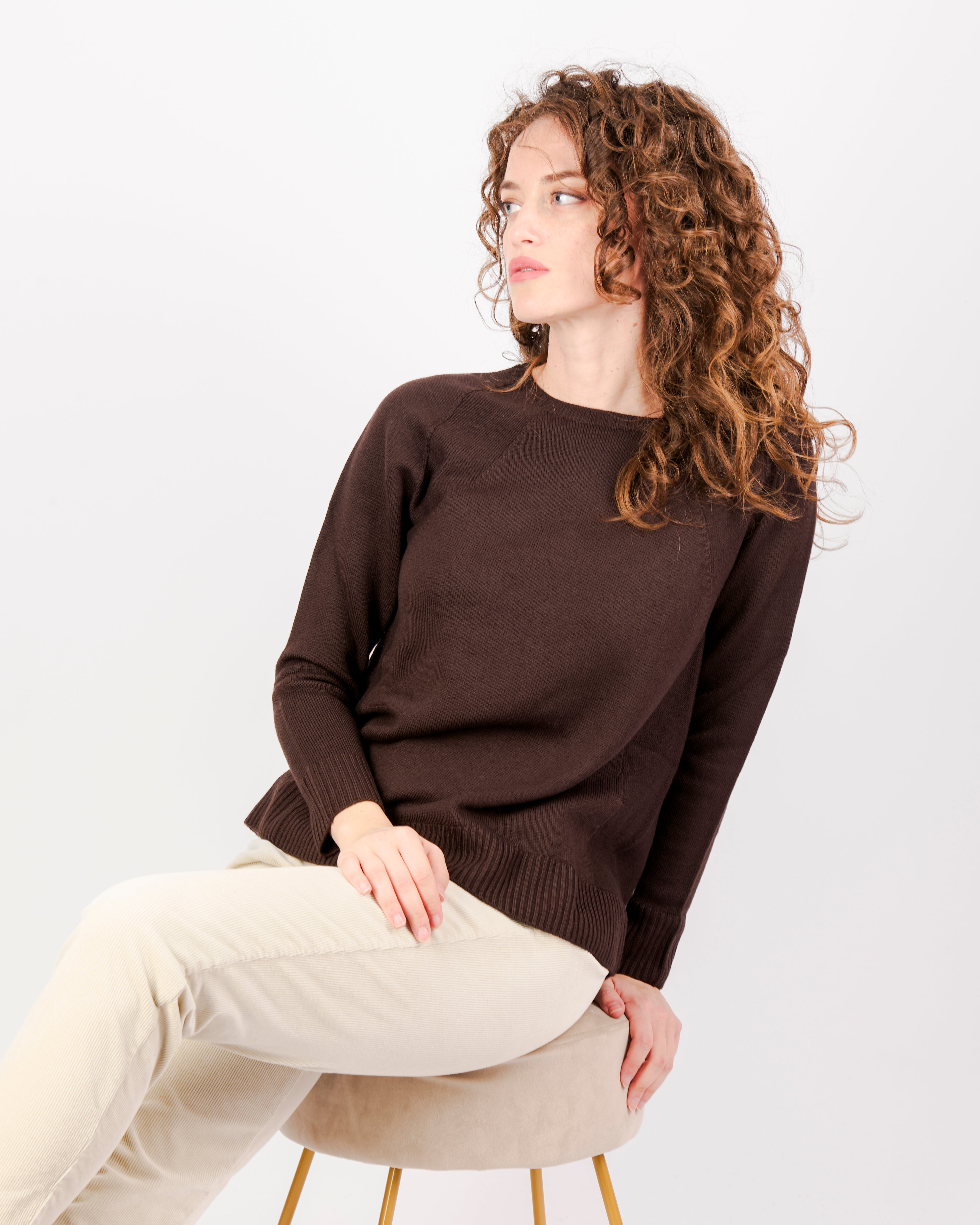 Maglia girocollo pura lana svasata W-250