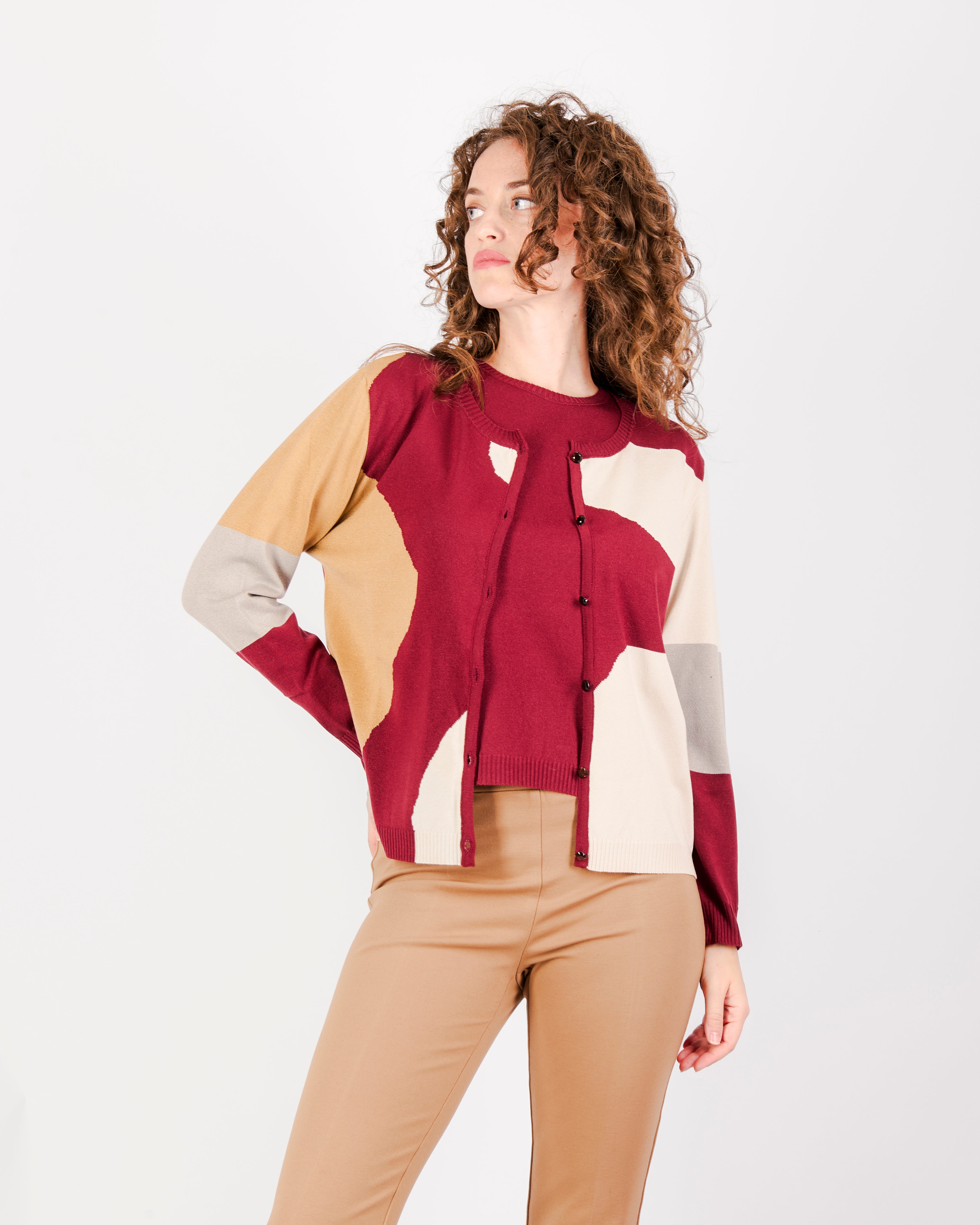 Twinset con giacca intarsio TWIN1969