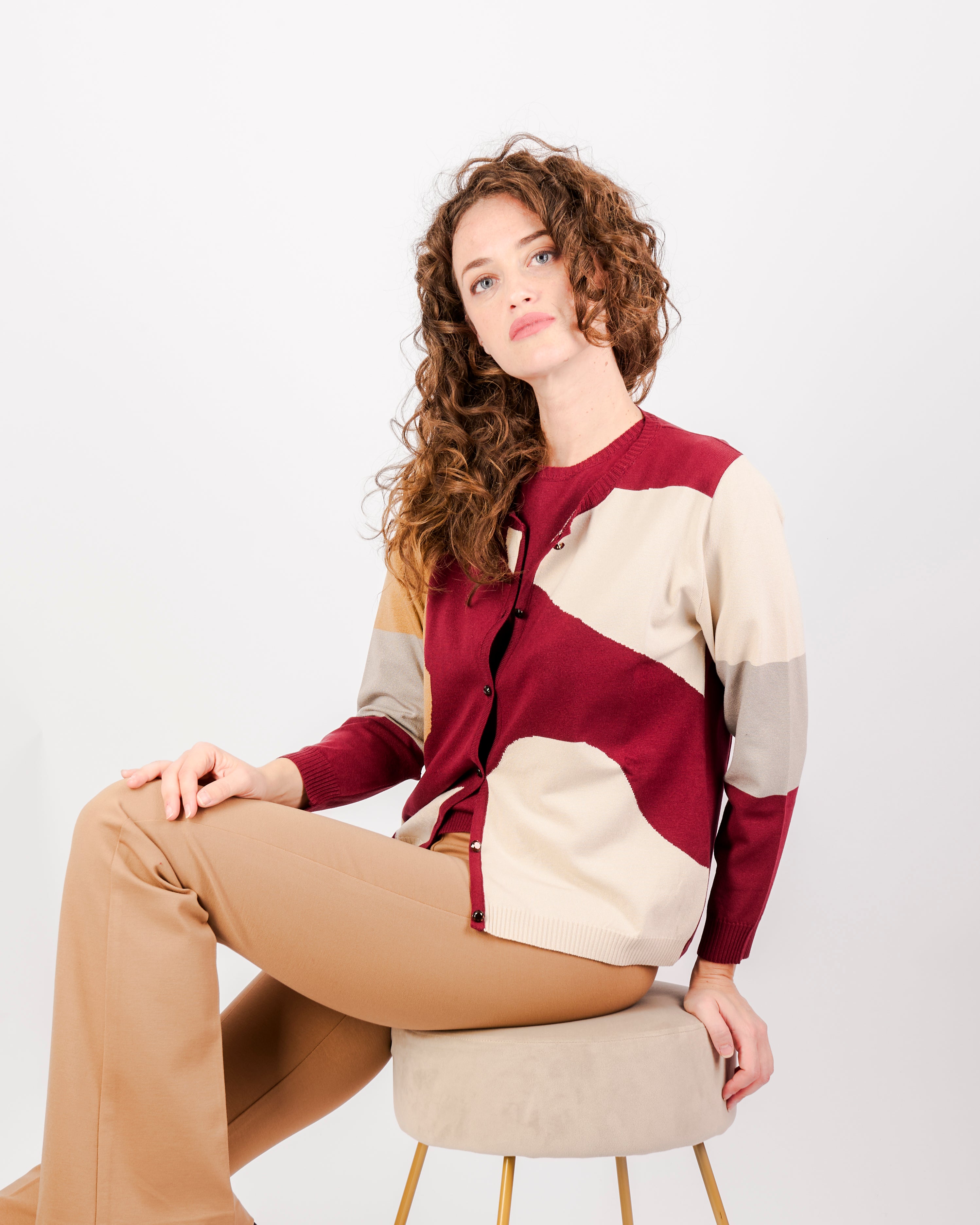 Twinset con giacca intarsio TWIN1969