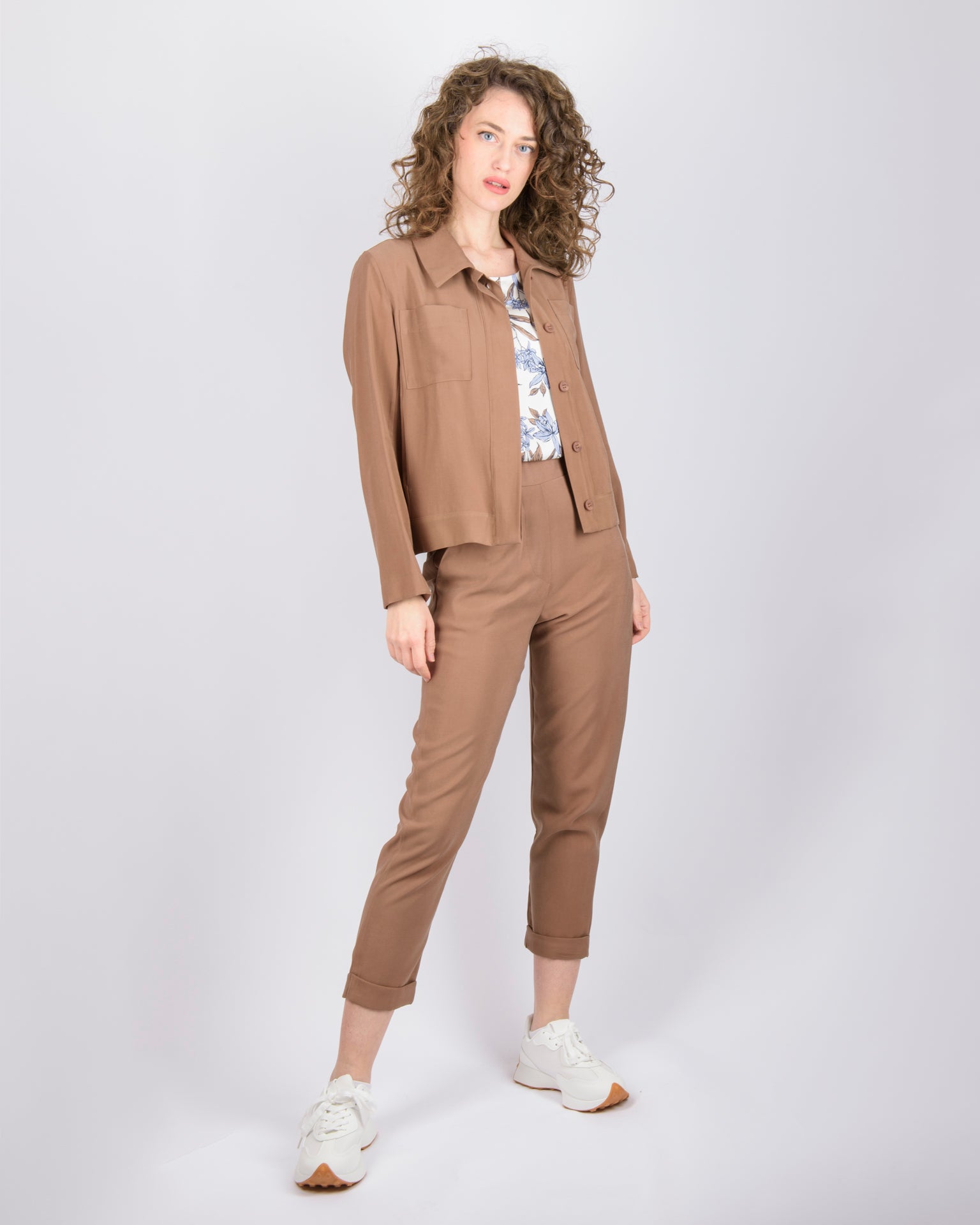 Pantalone con tasca e risvolto cupro G112/21