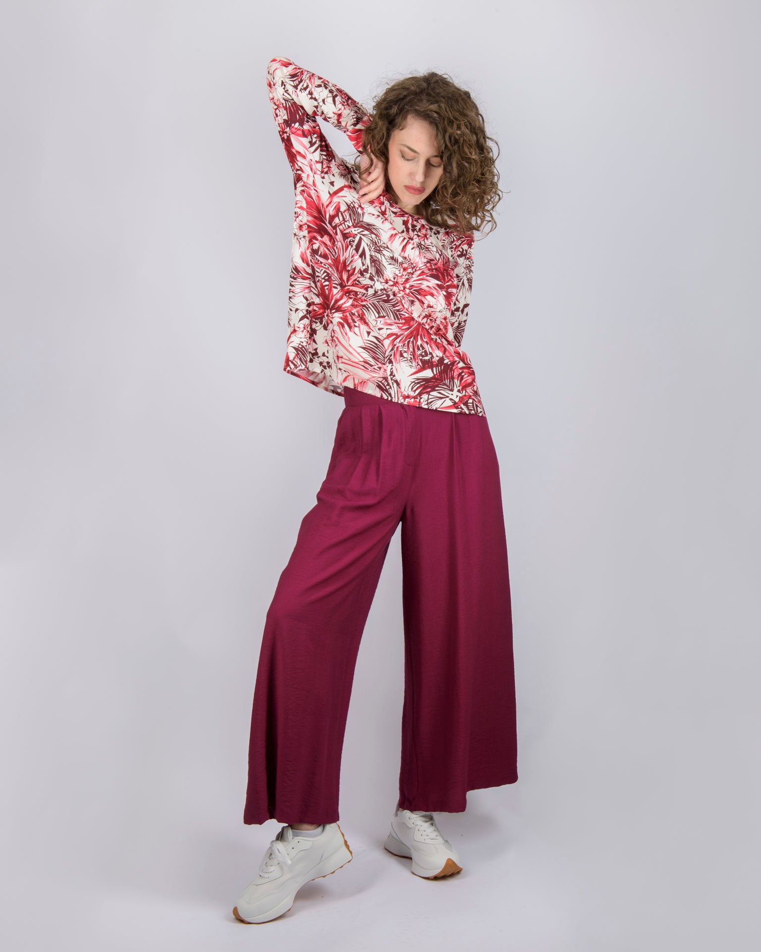 Pantalone fluido in viscosa palazzo DS1030