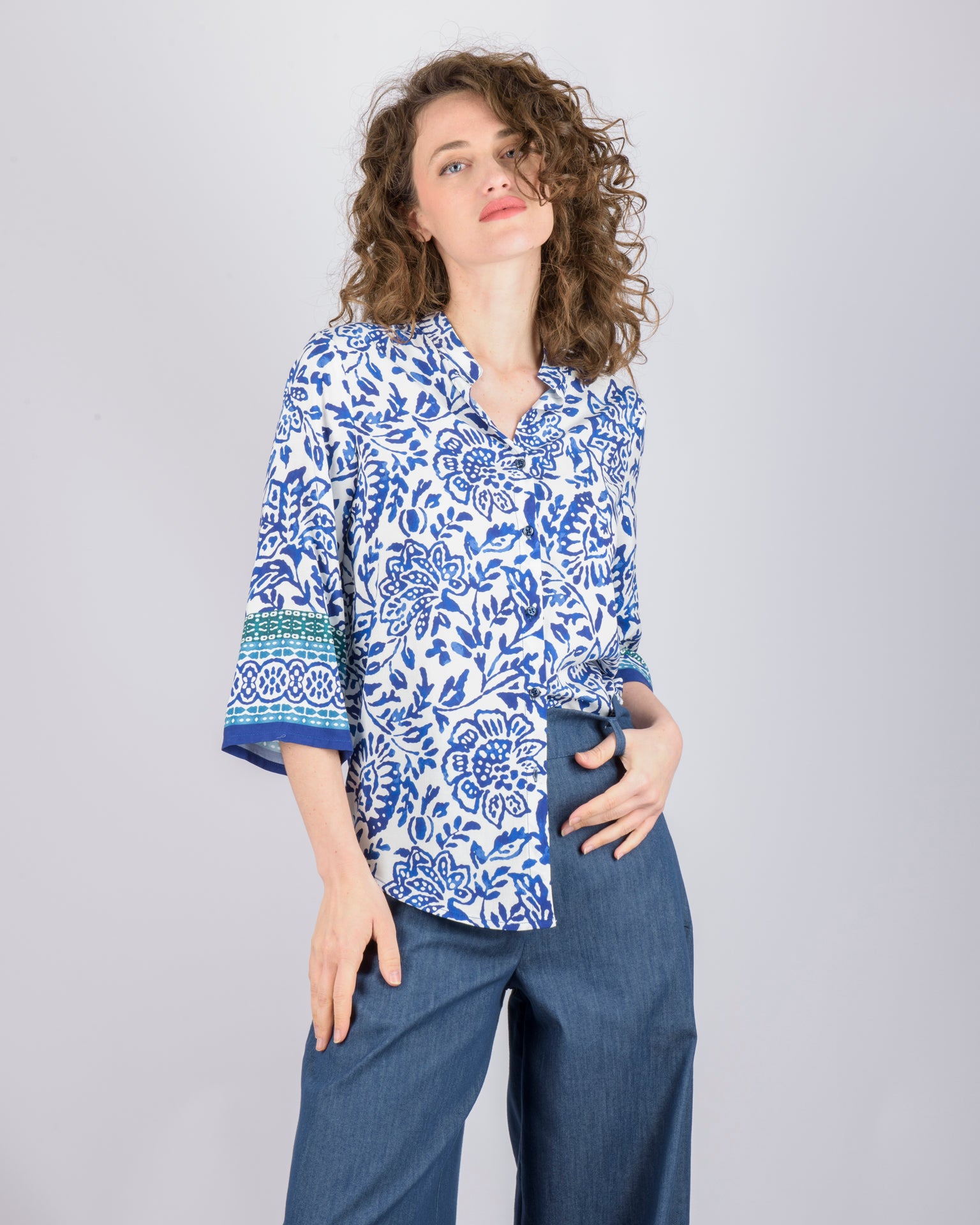 Camicia coreana viscosa fantasia 433573