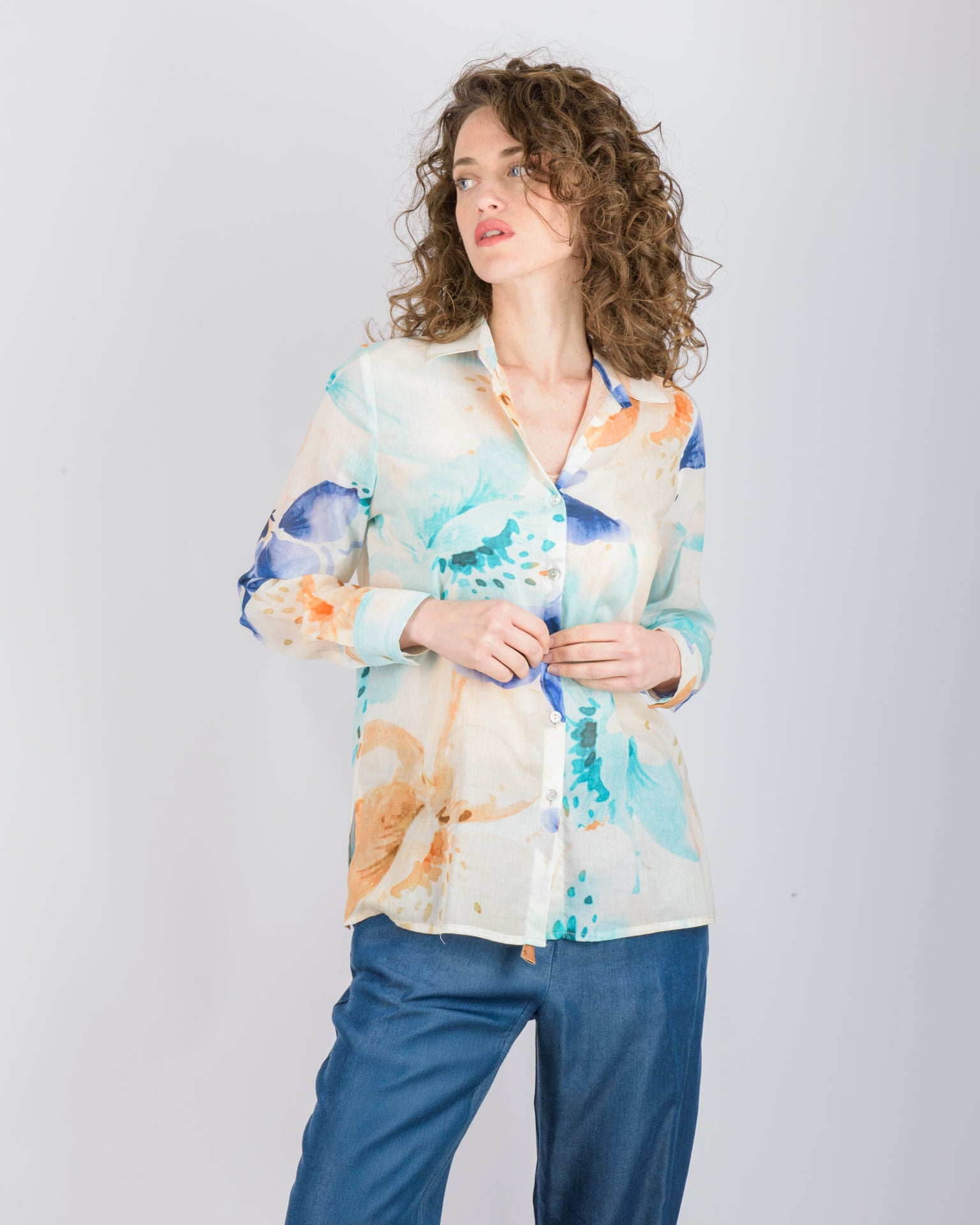 Camicia in mussola di cotone fantasia 437578