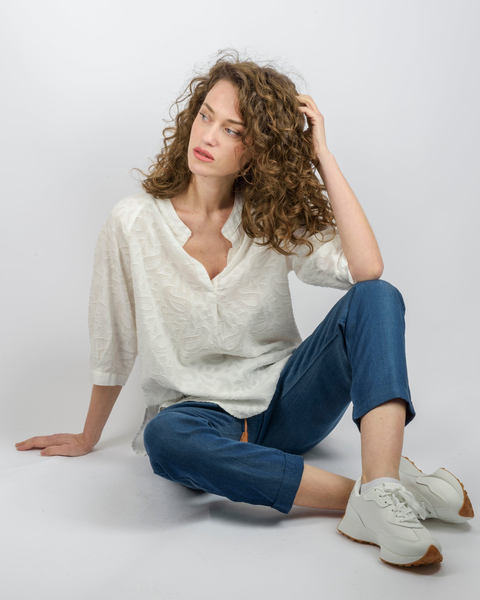 Casacca collo coreana cotone devorato 439576