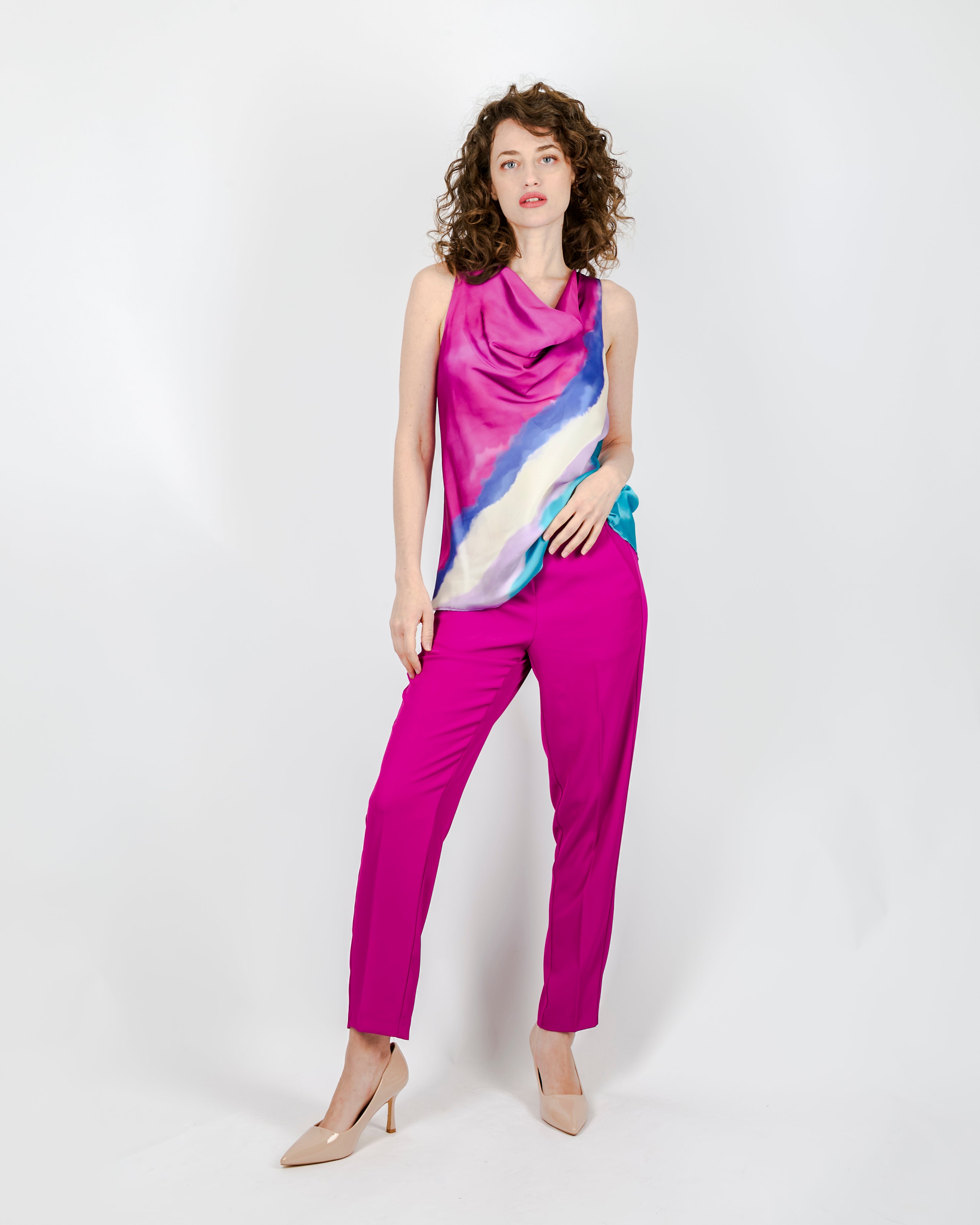 Top scollo cappuccio SFUMINO