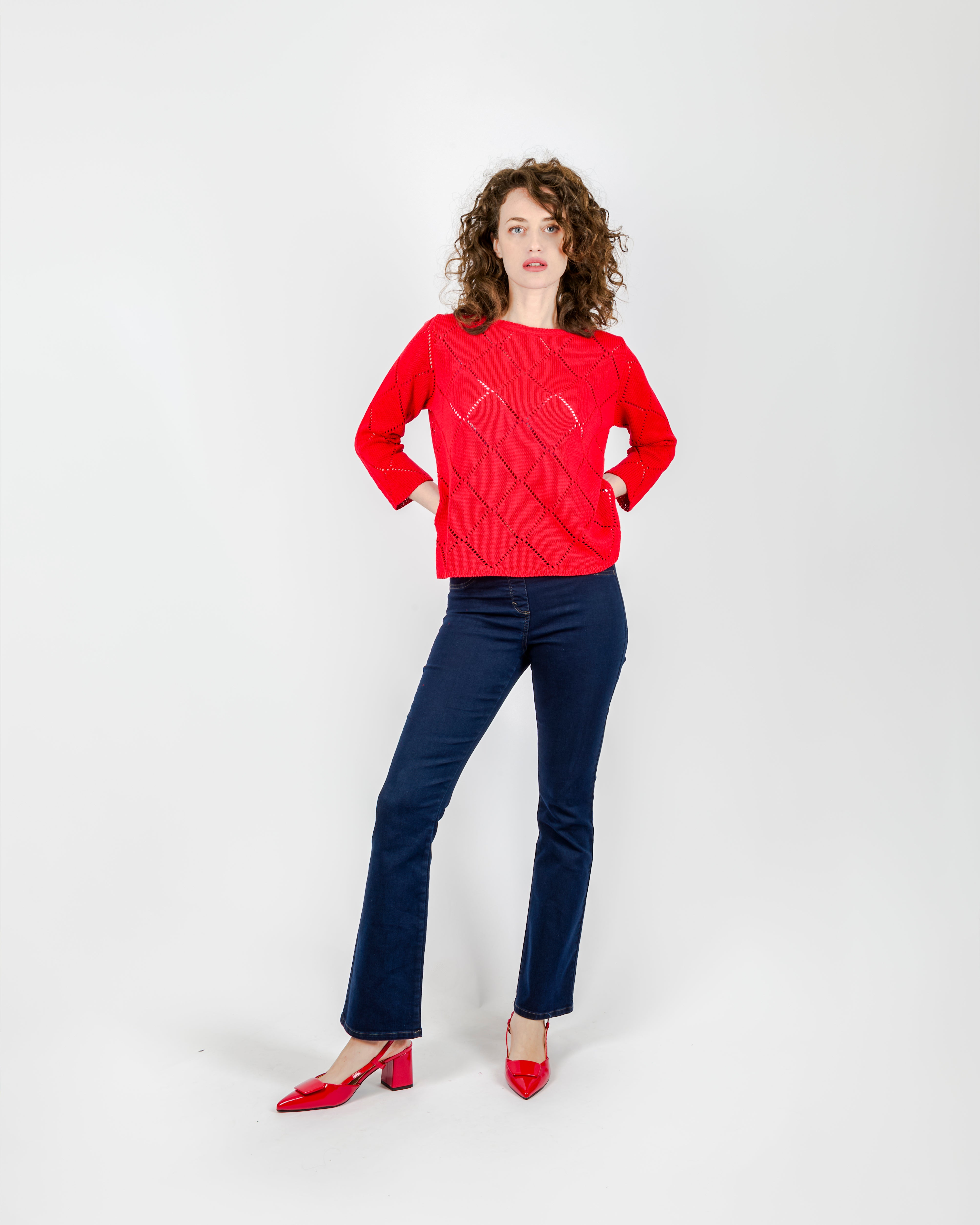 Girocollo cotone rombi traforati 1743
