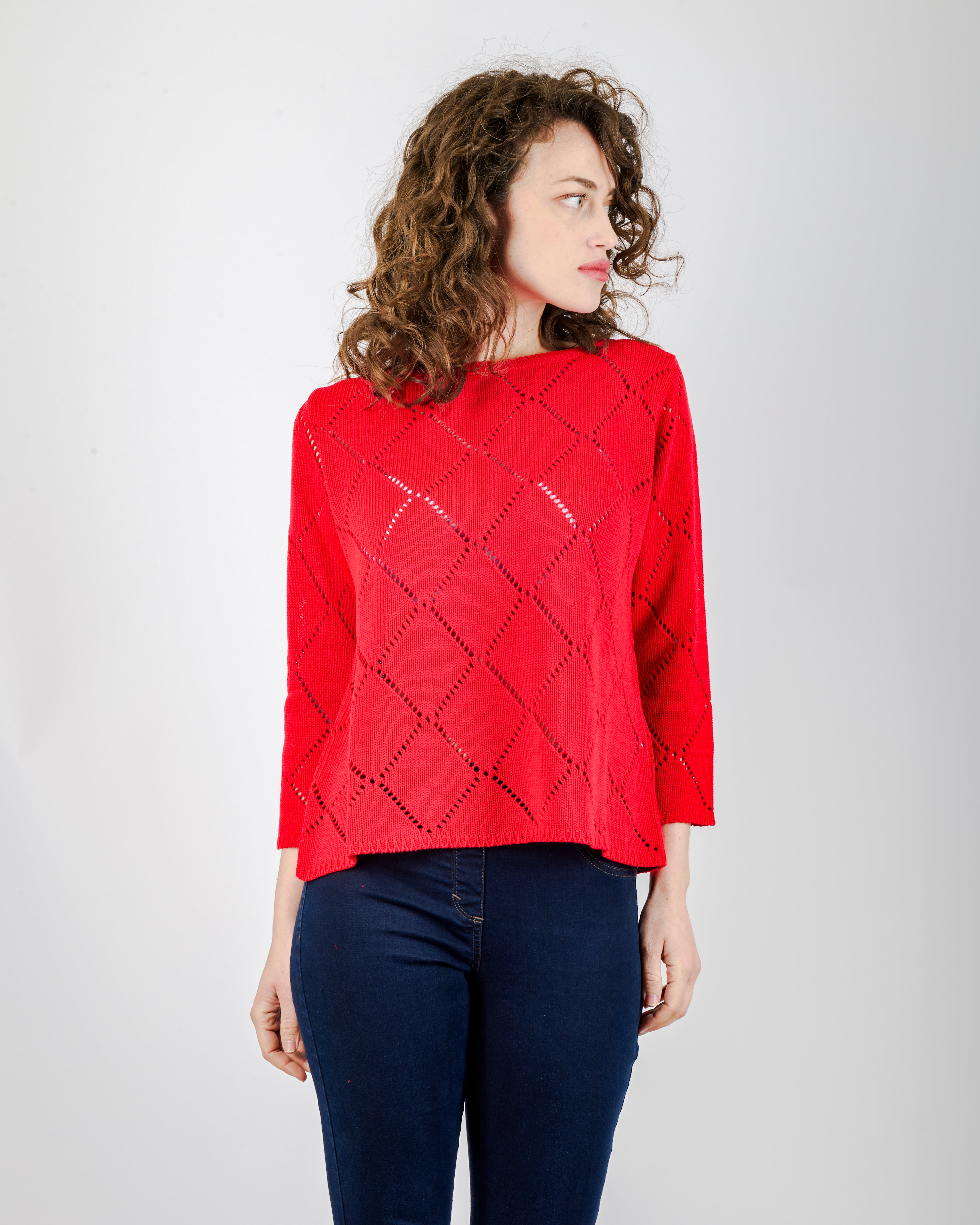 Girocollo cotone rombi traforati 1743