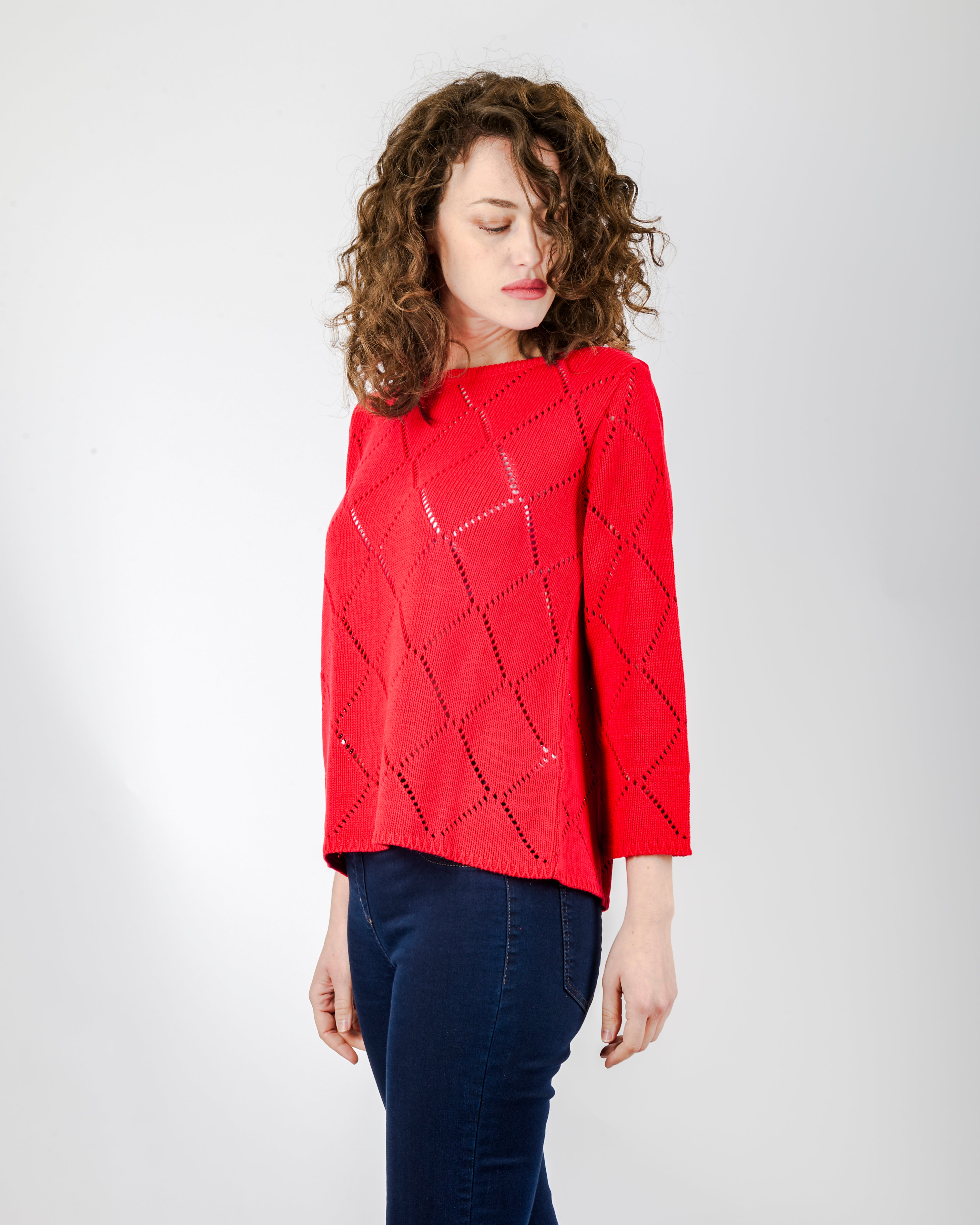 Girocollo cotone rombi traforati 1743