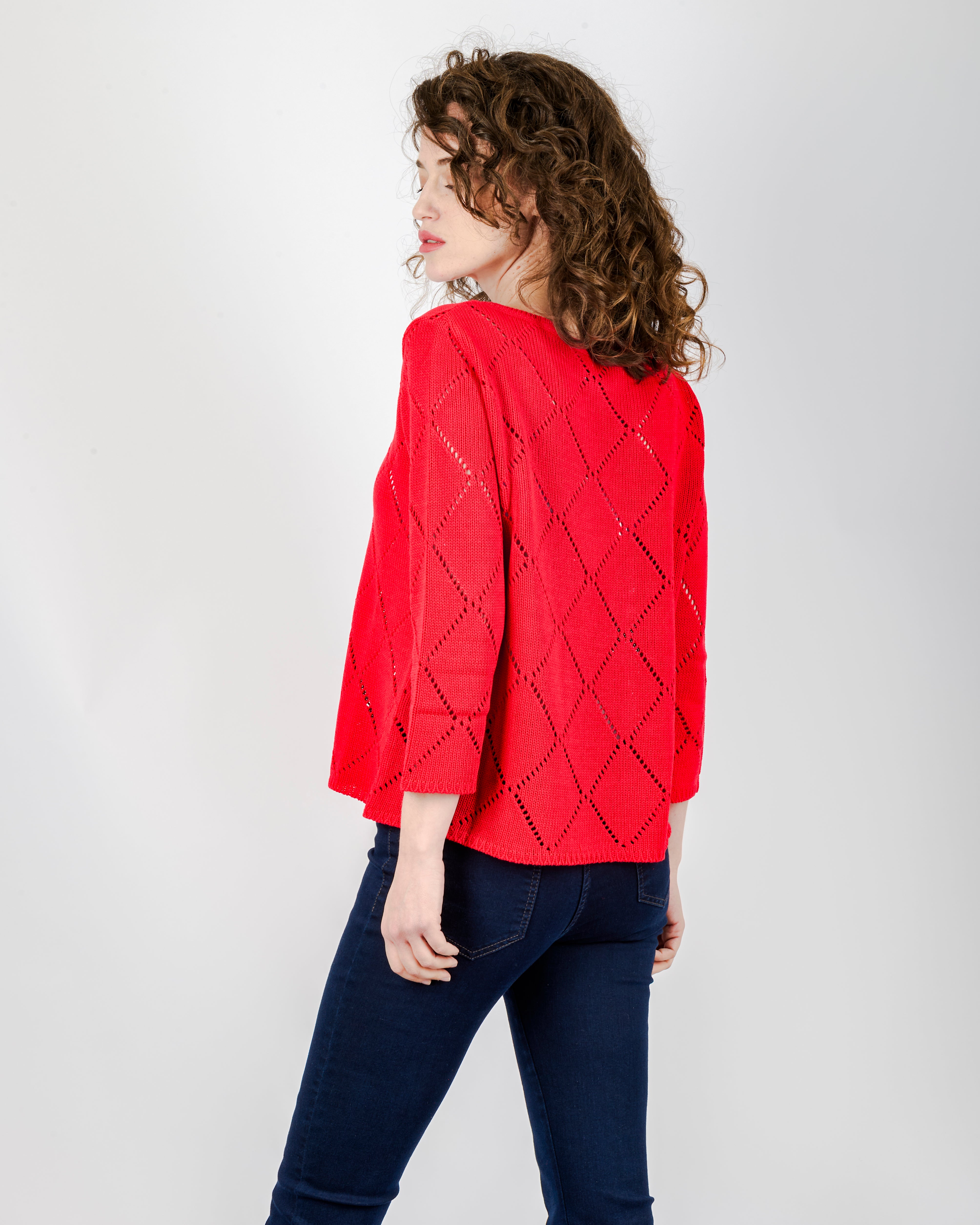Girocollo cotone rombi traforati 1743