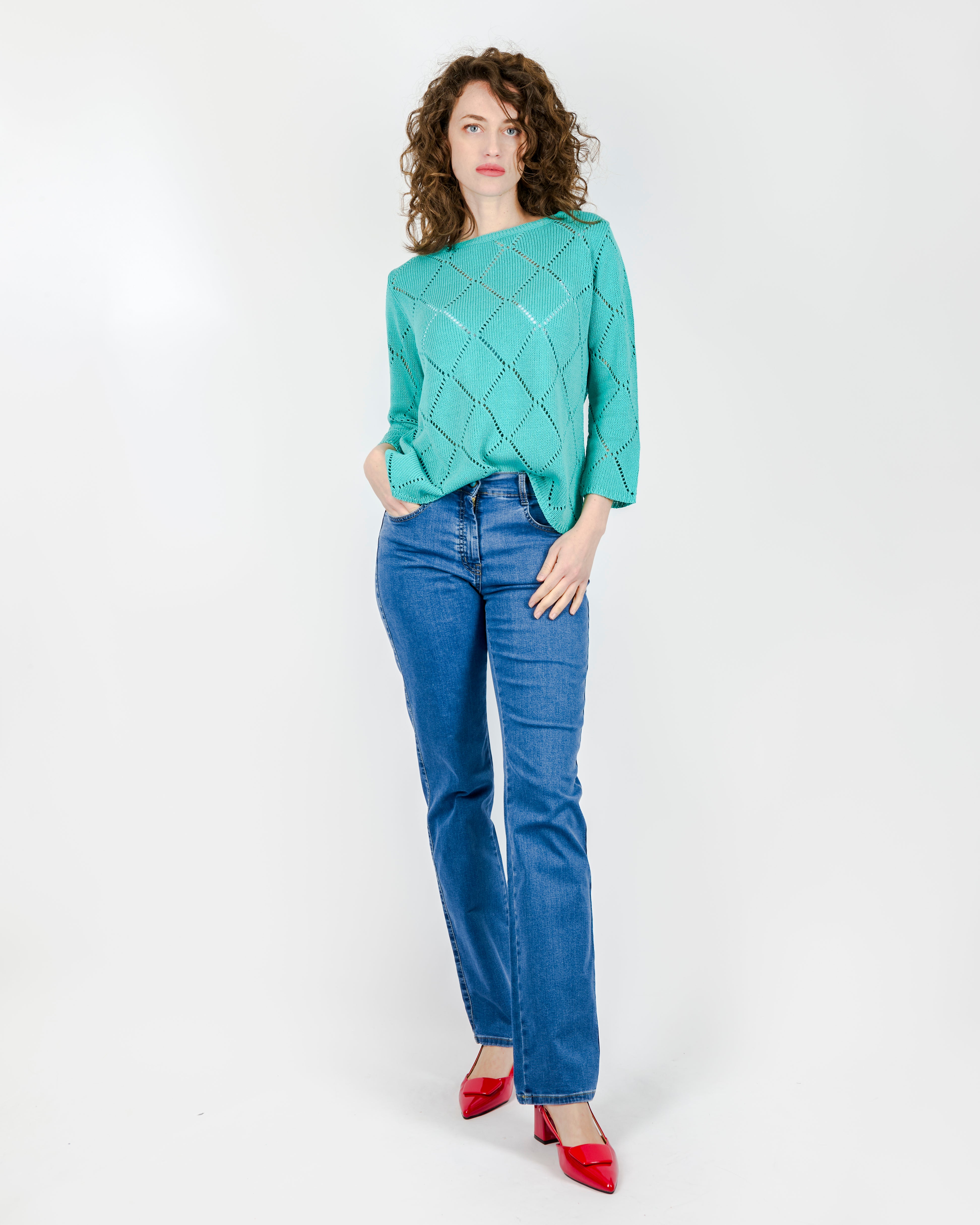 Girocollo cotone rombi traforati 1743
