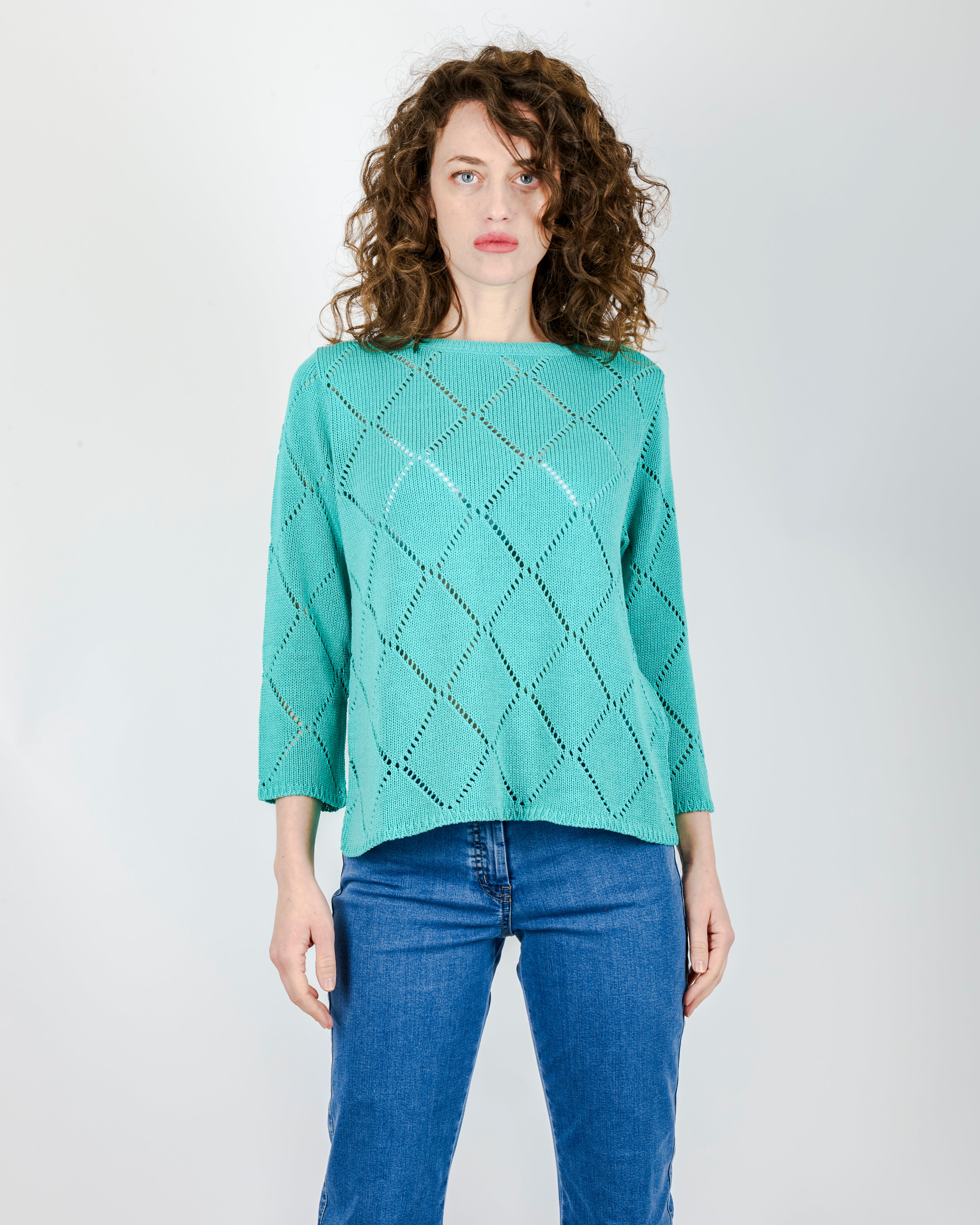 Girocollo cotone rombi traforati 1743