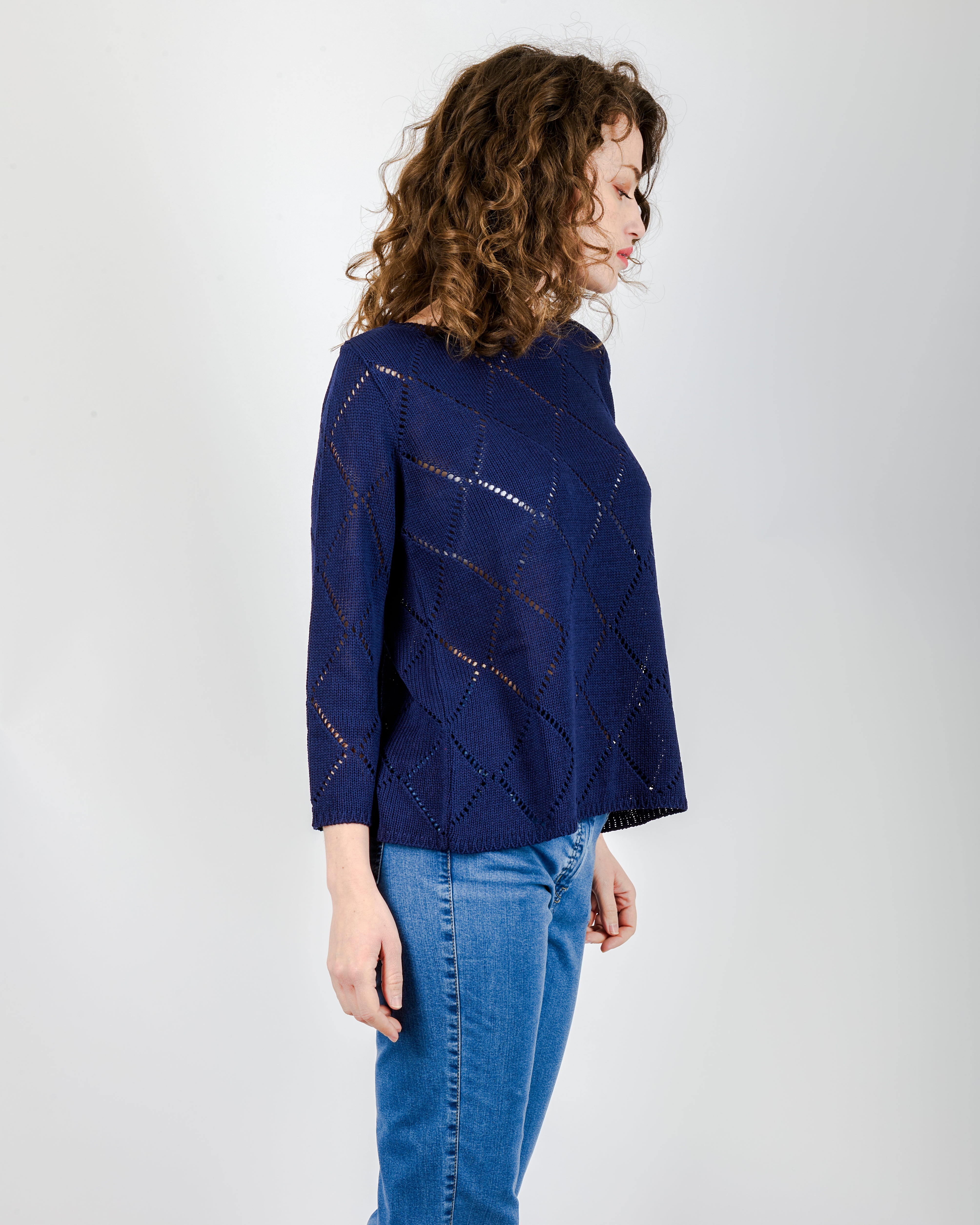 Girocollo cotone rombi traforati 1743