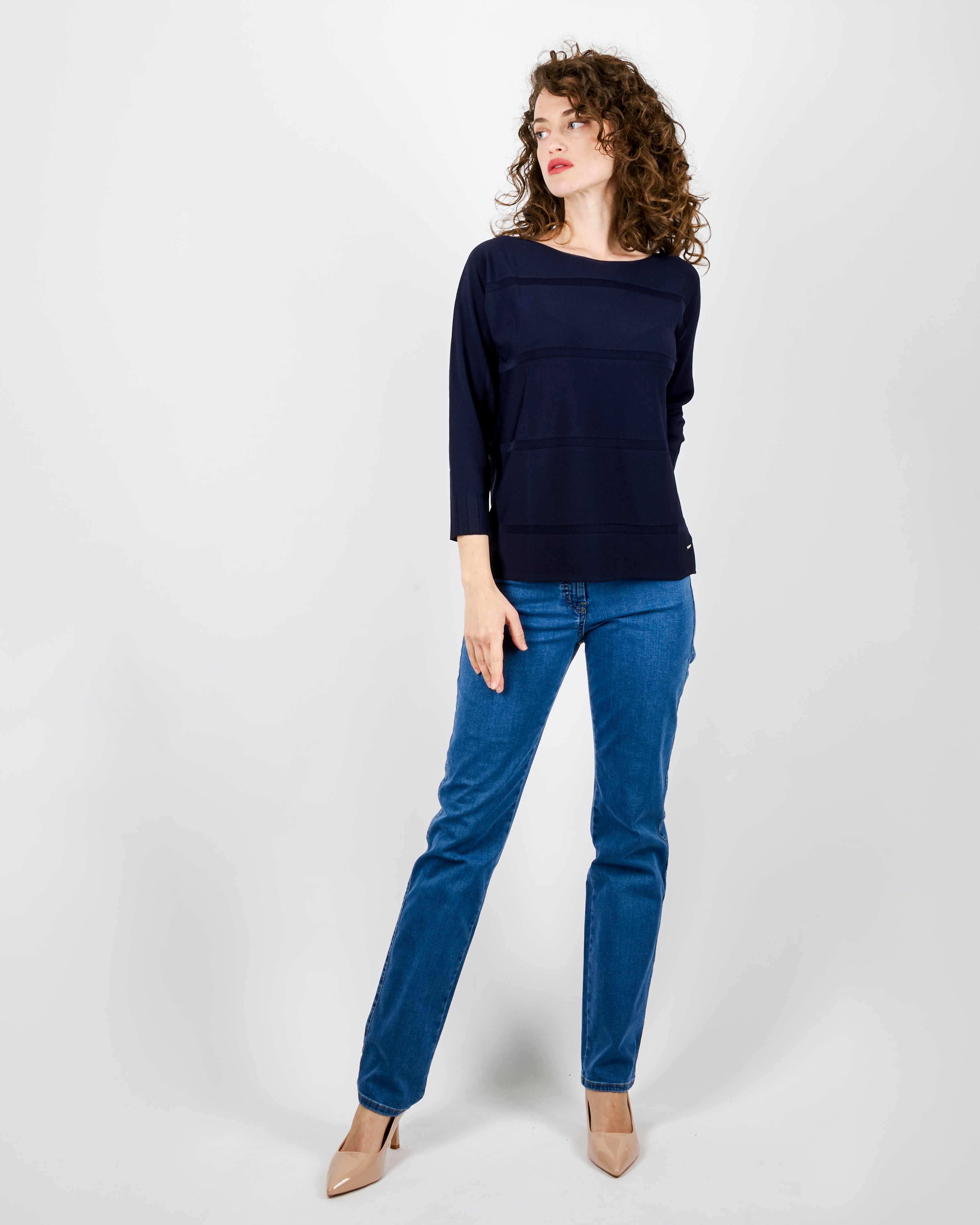 Maglia scatoletta motivo finta riga 92030