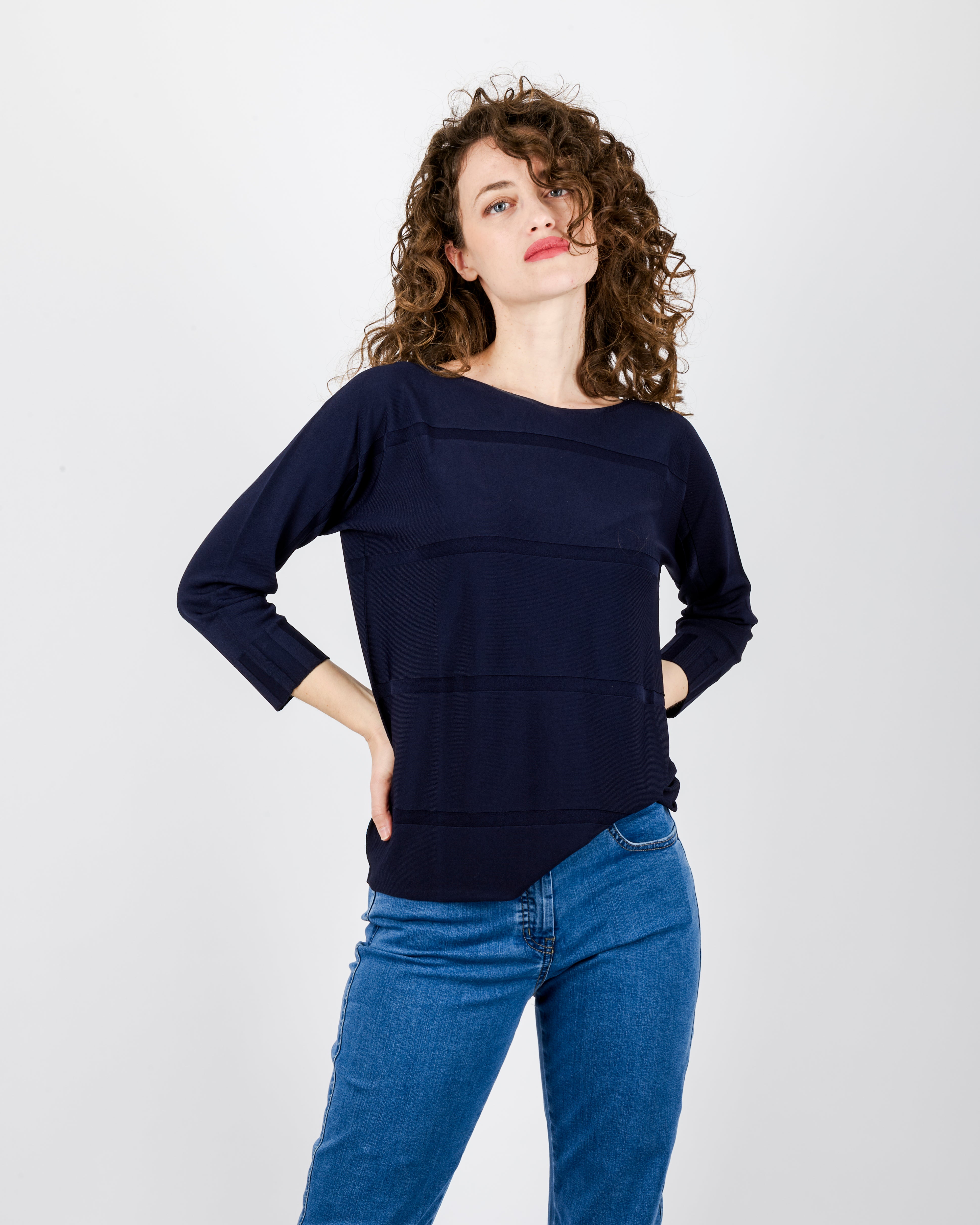 Maglia scatoletta motivo finta riga 92030