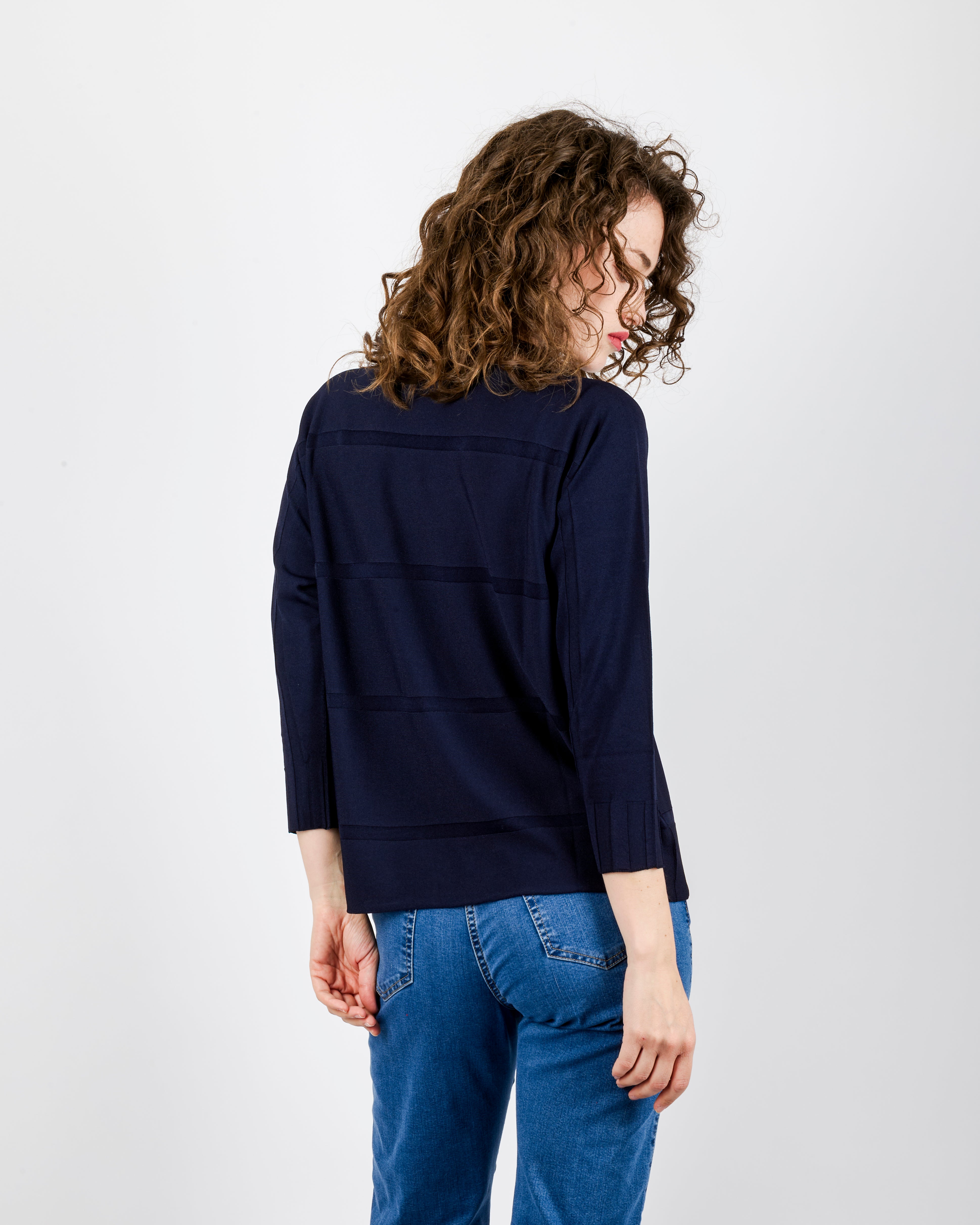 Maglia scatoletta motivo finta riga 92030