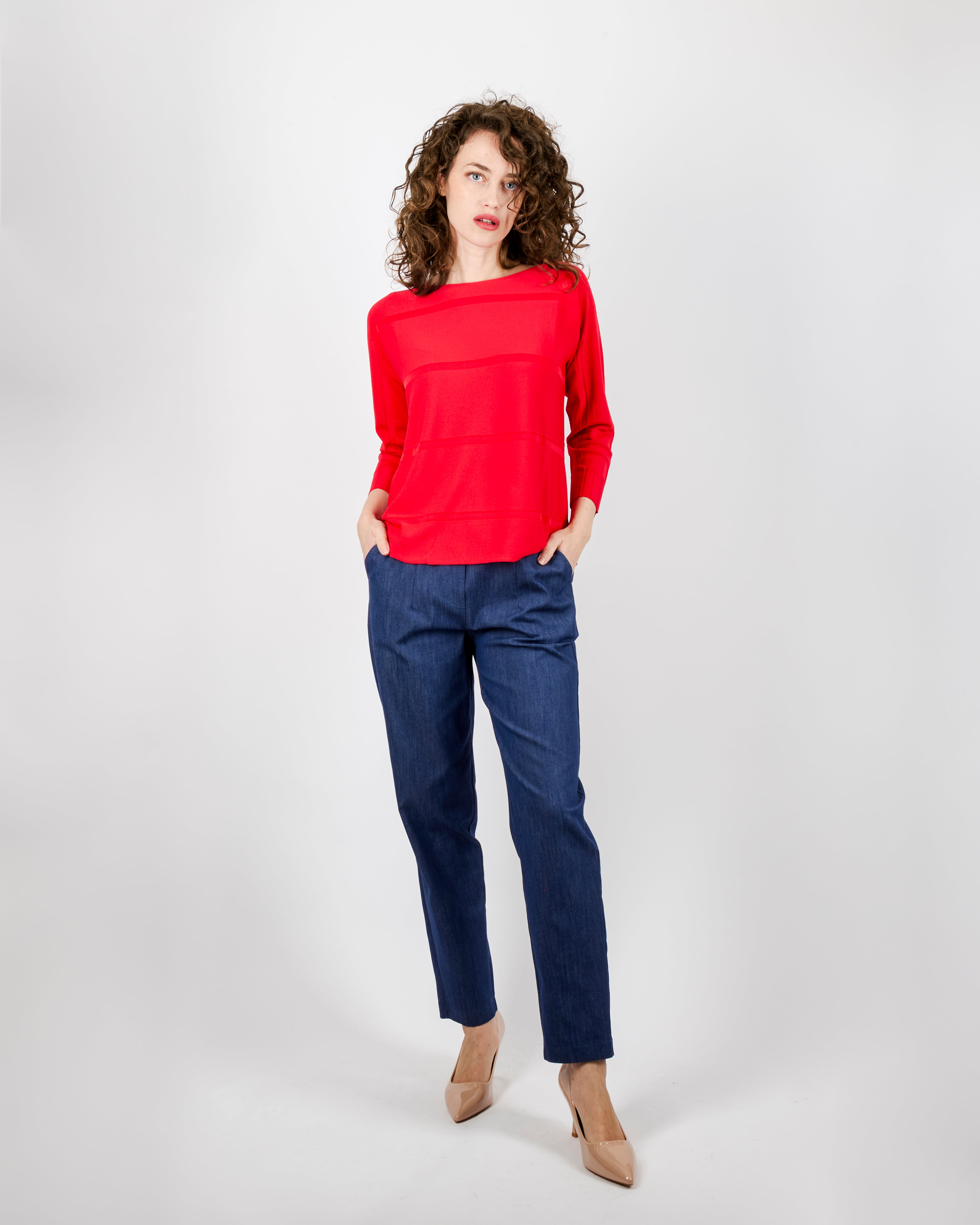 Maglia scatoletta motivo finta riga 92030