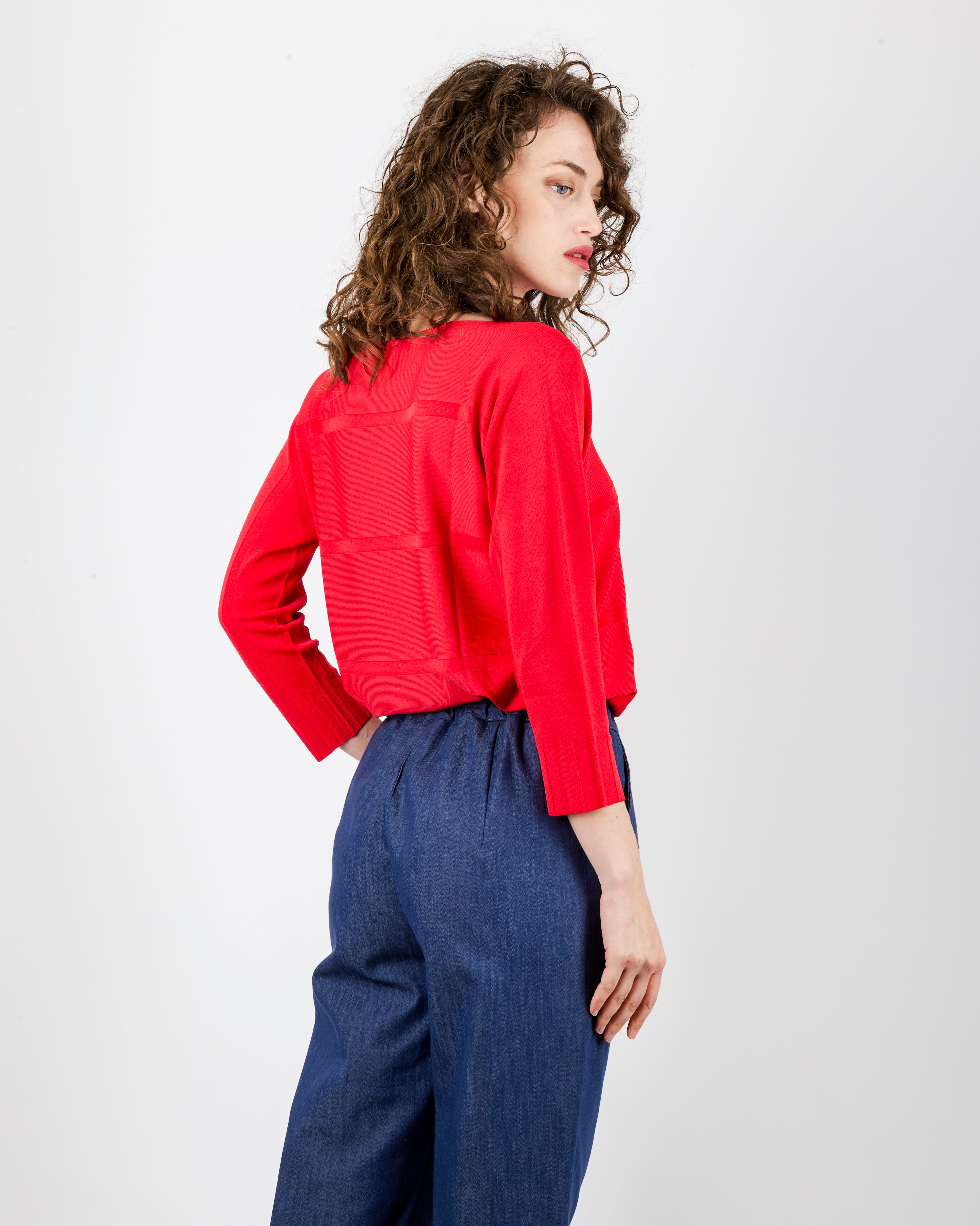 Maglia scatoletta motivo finta riga 92030