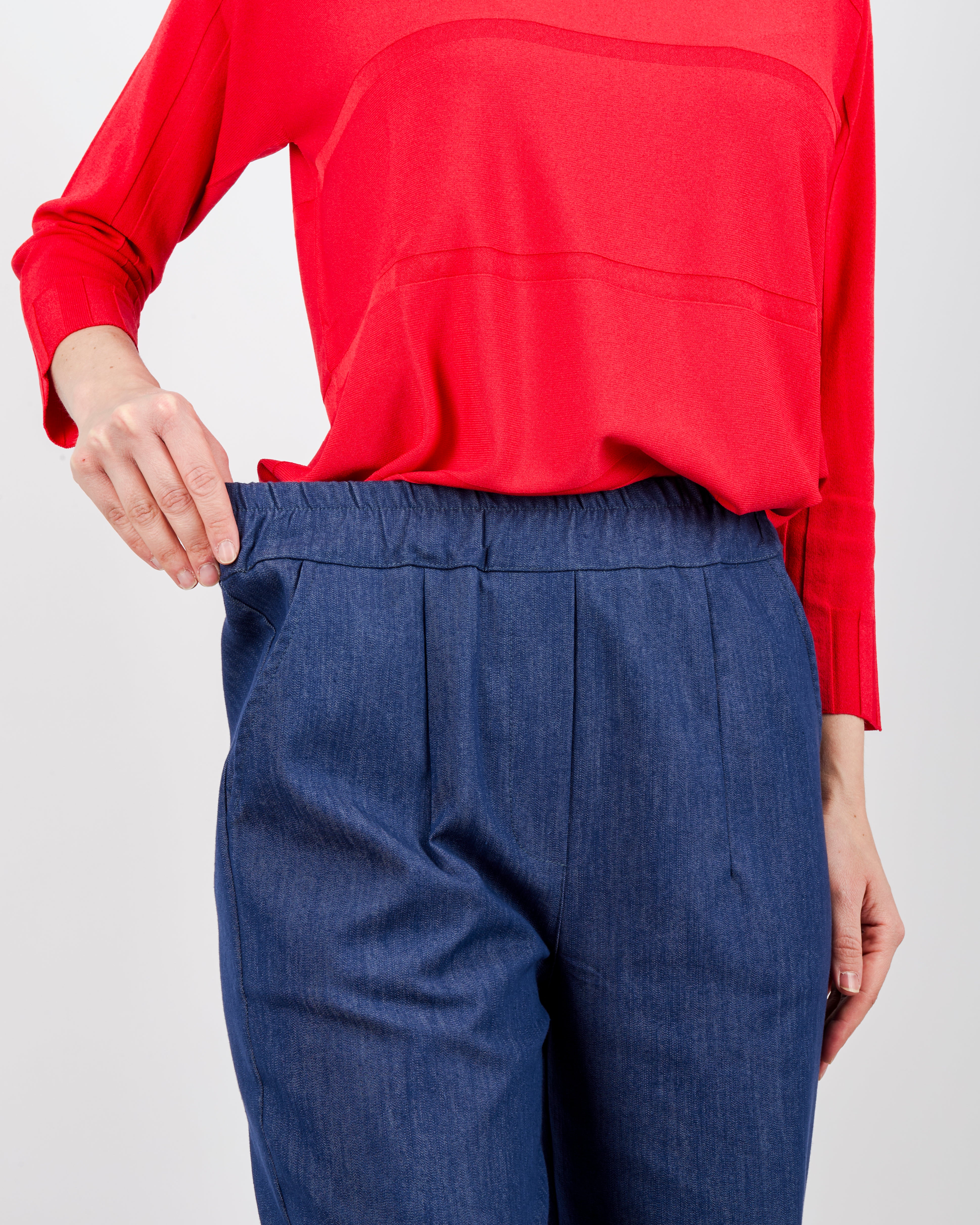 Pantalone tela jeans elastico dietro G154/23