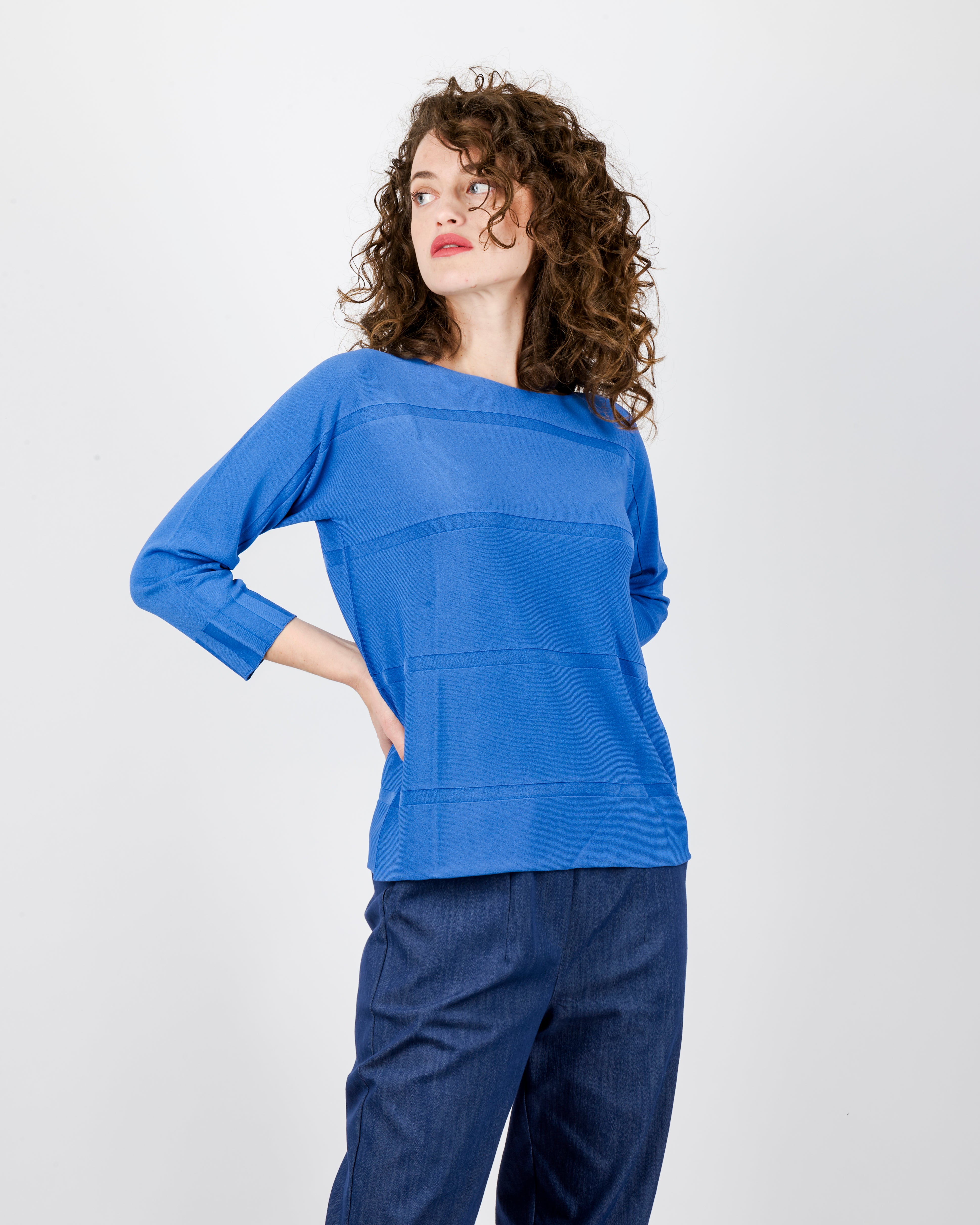 Maglia scatoletta motivo finta riga 92030