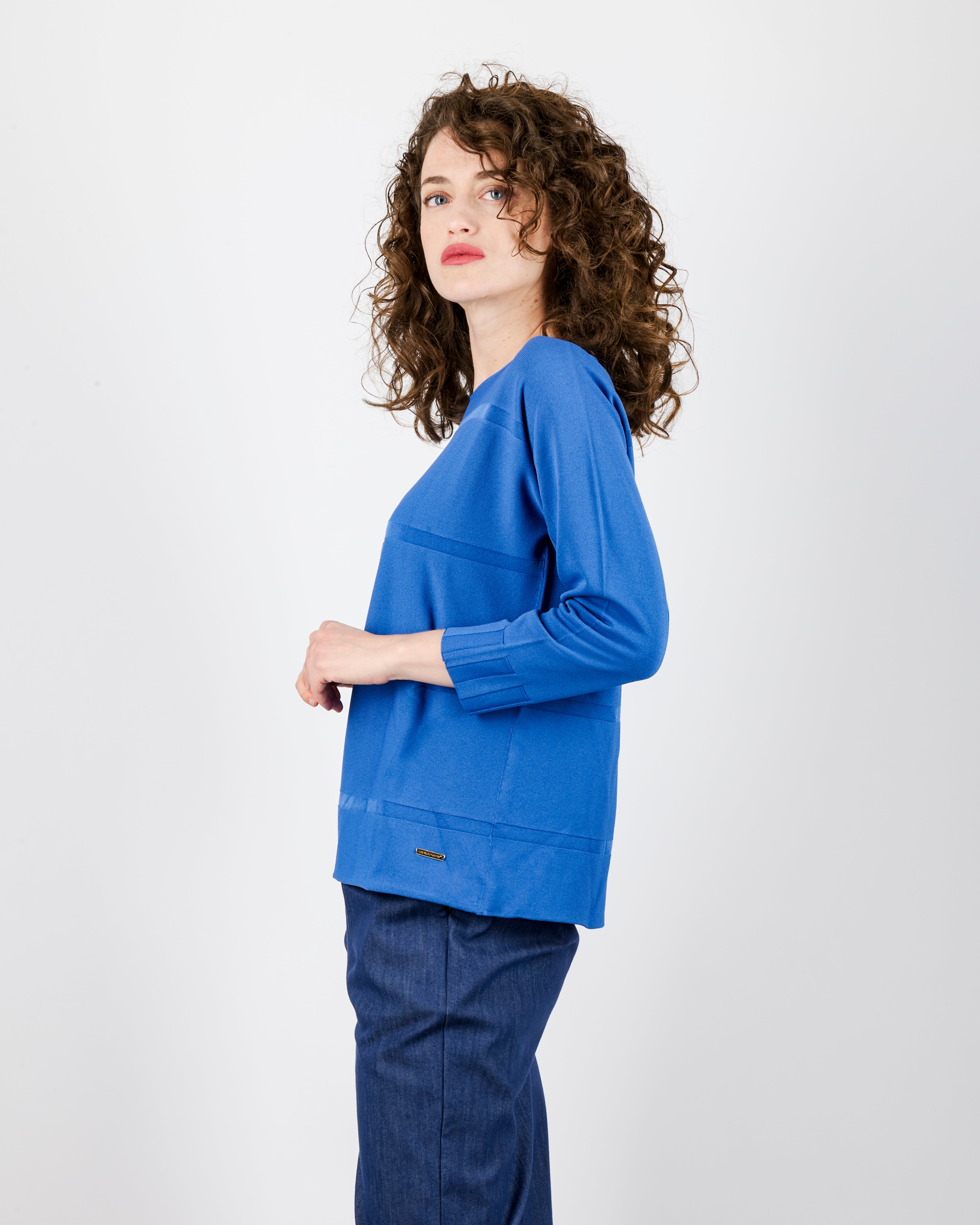 Maglia scatoletta motivo finta riga 92030