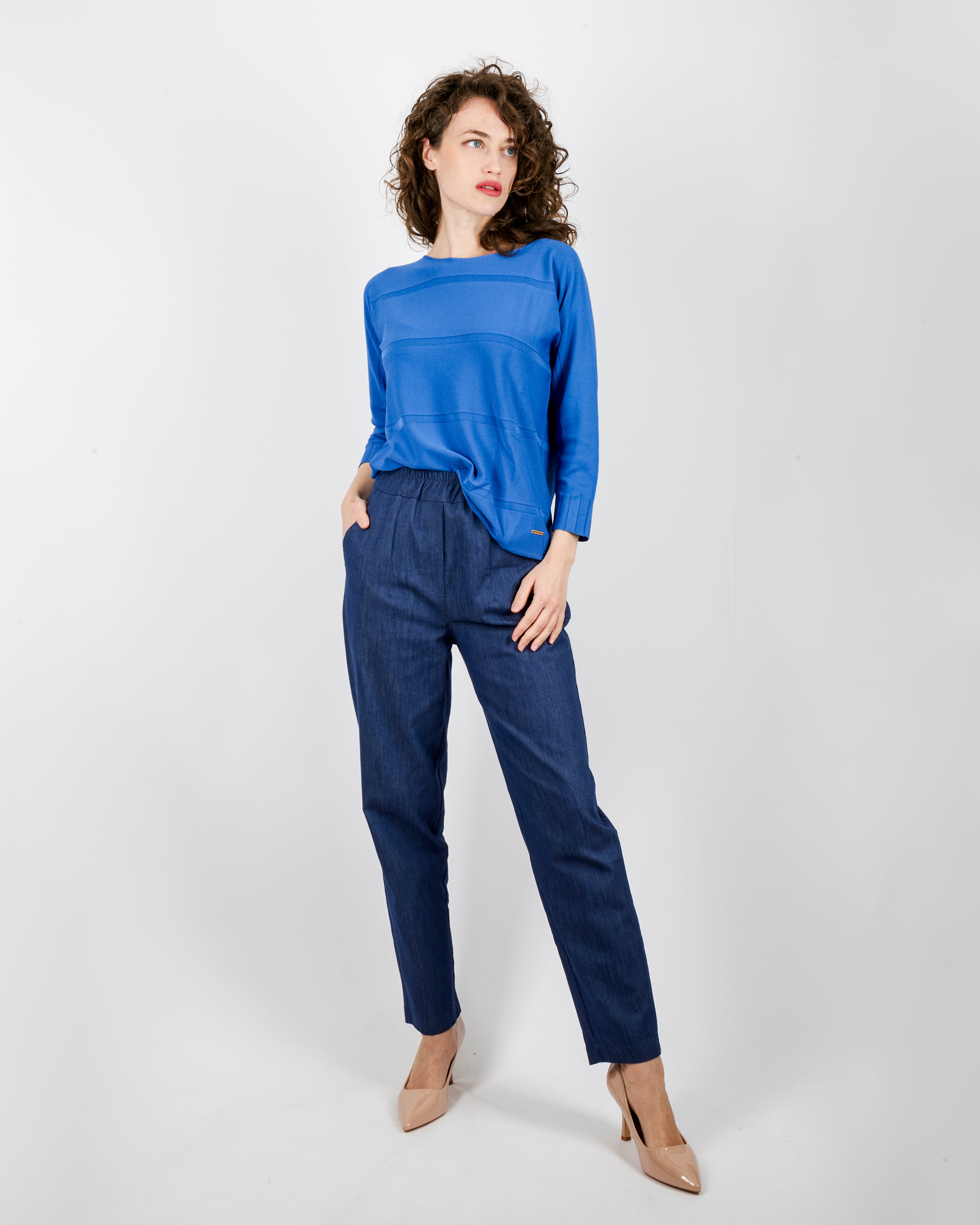 Maglia scatoletta motivo finta riga 92030