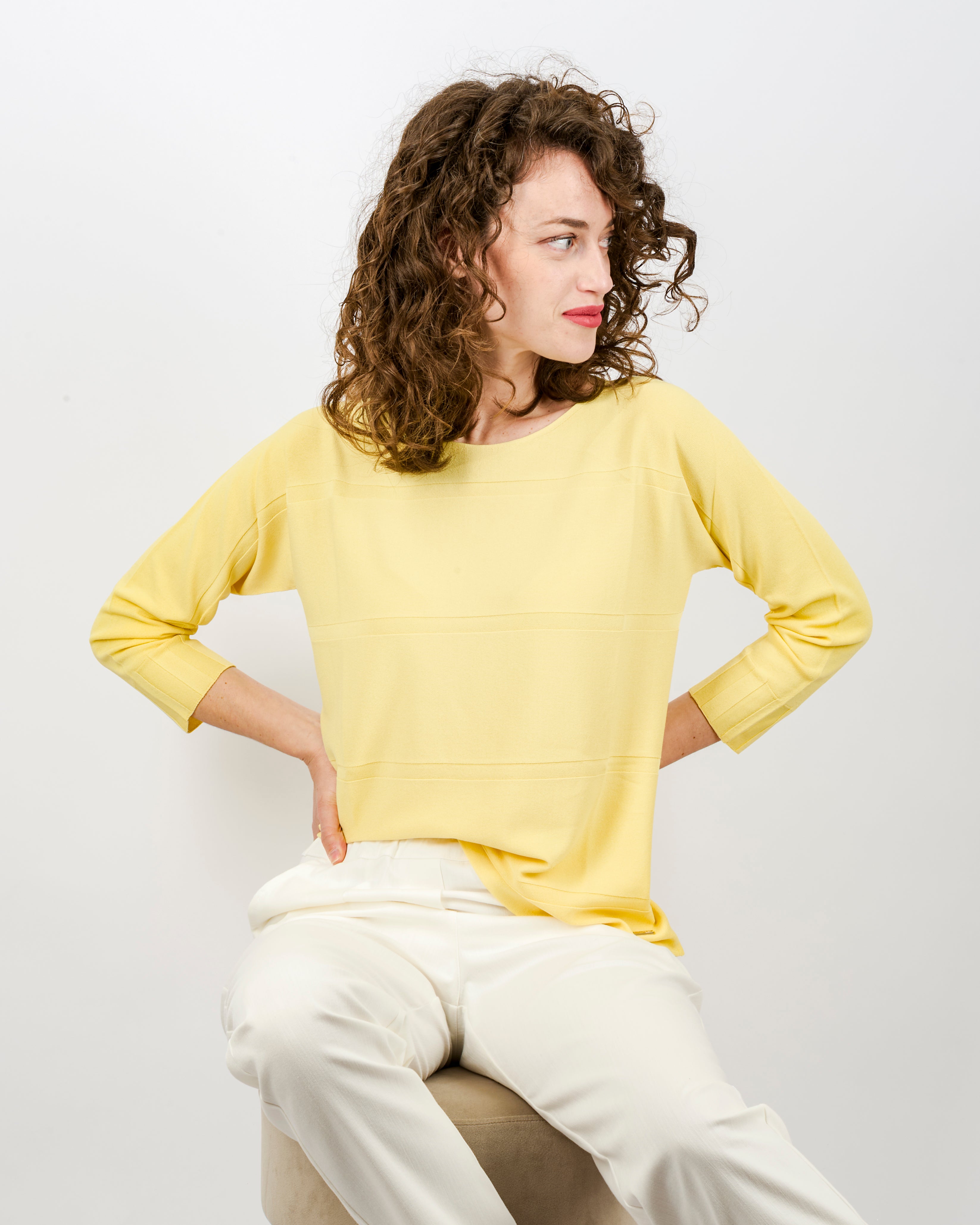 Maglia scatoletta motivo finta riga 92030