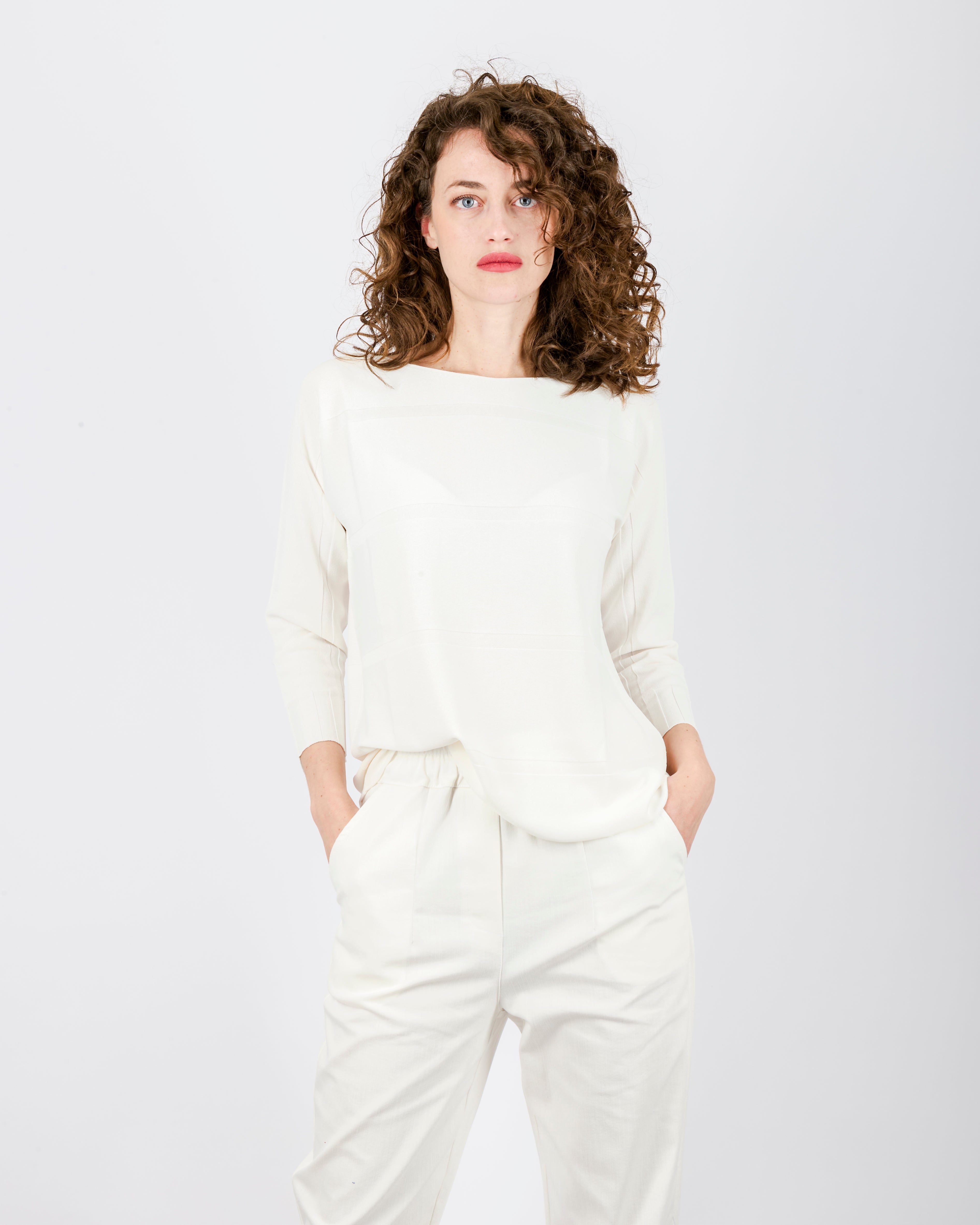 Maglia scatoletta motivo finta riga 92030