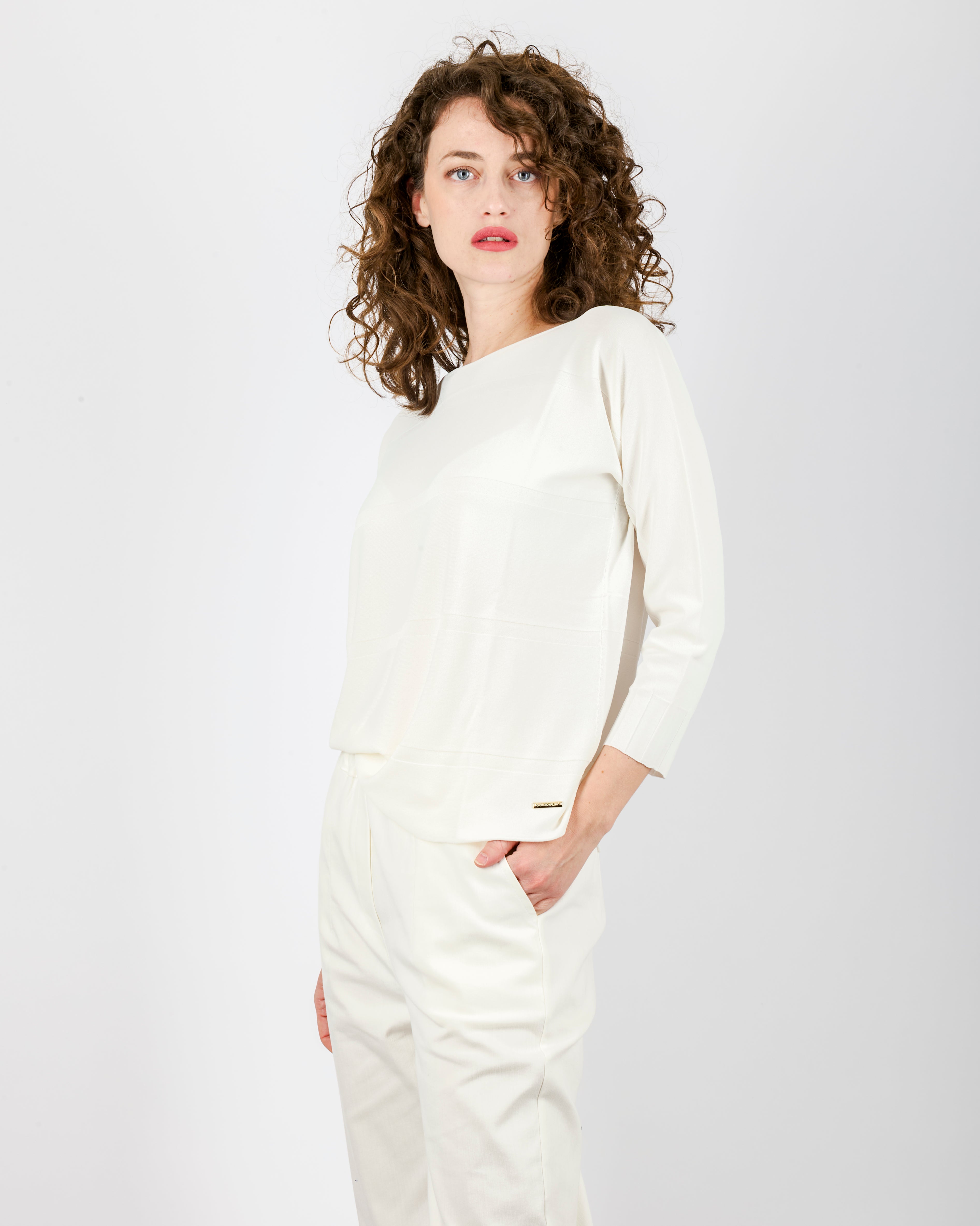 Maglia scatoletta motivo finta riga 92030