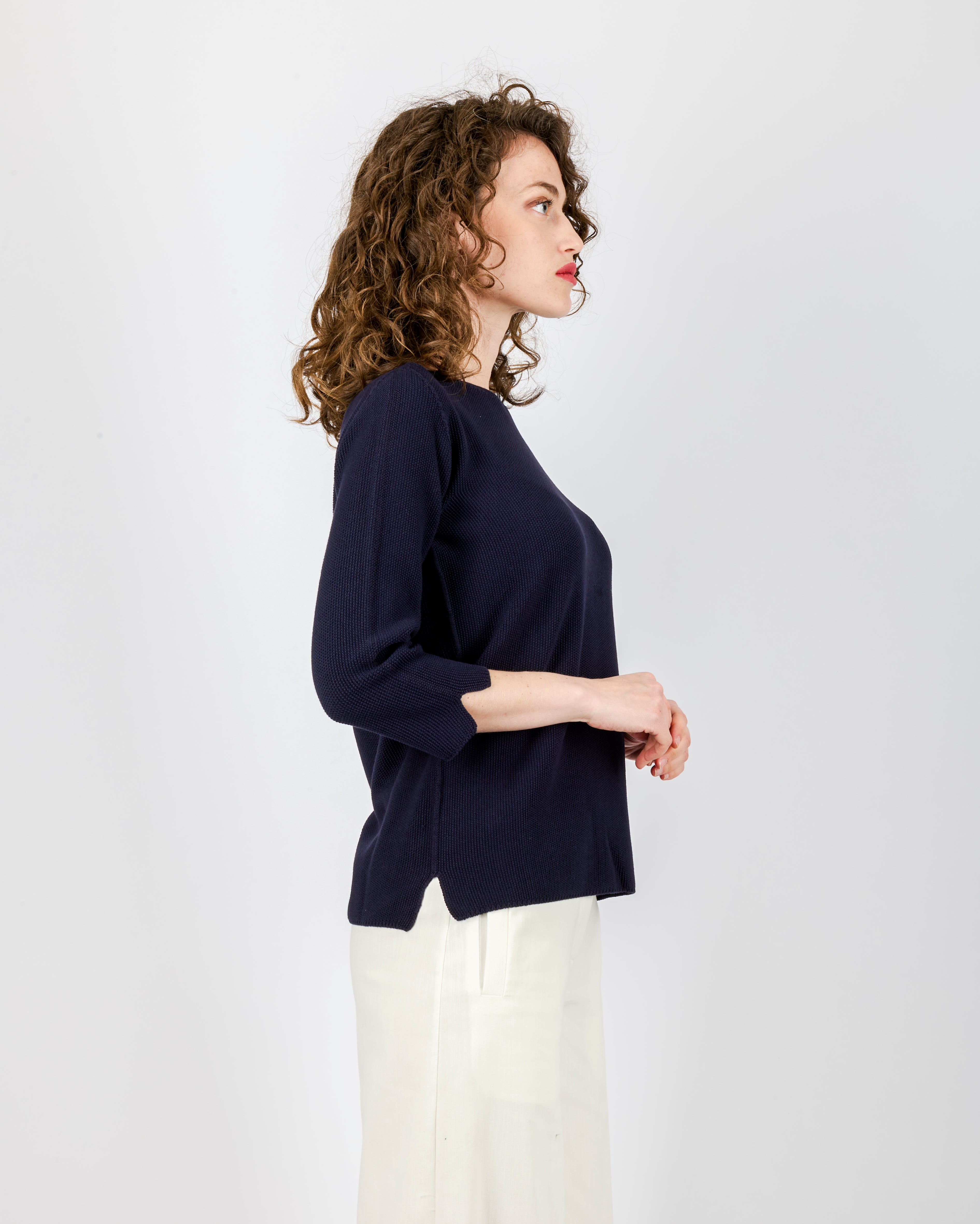 Maglia scatoletta motivo finta riga 92030