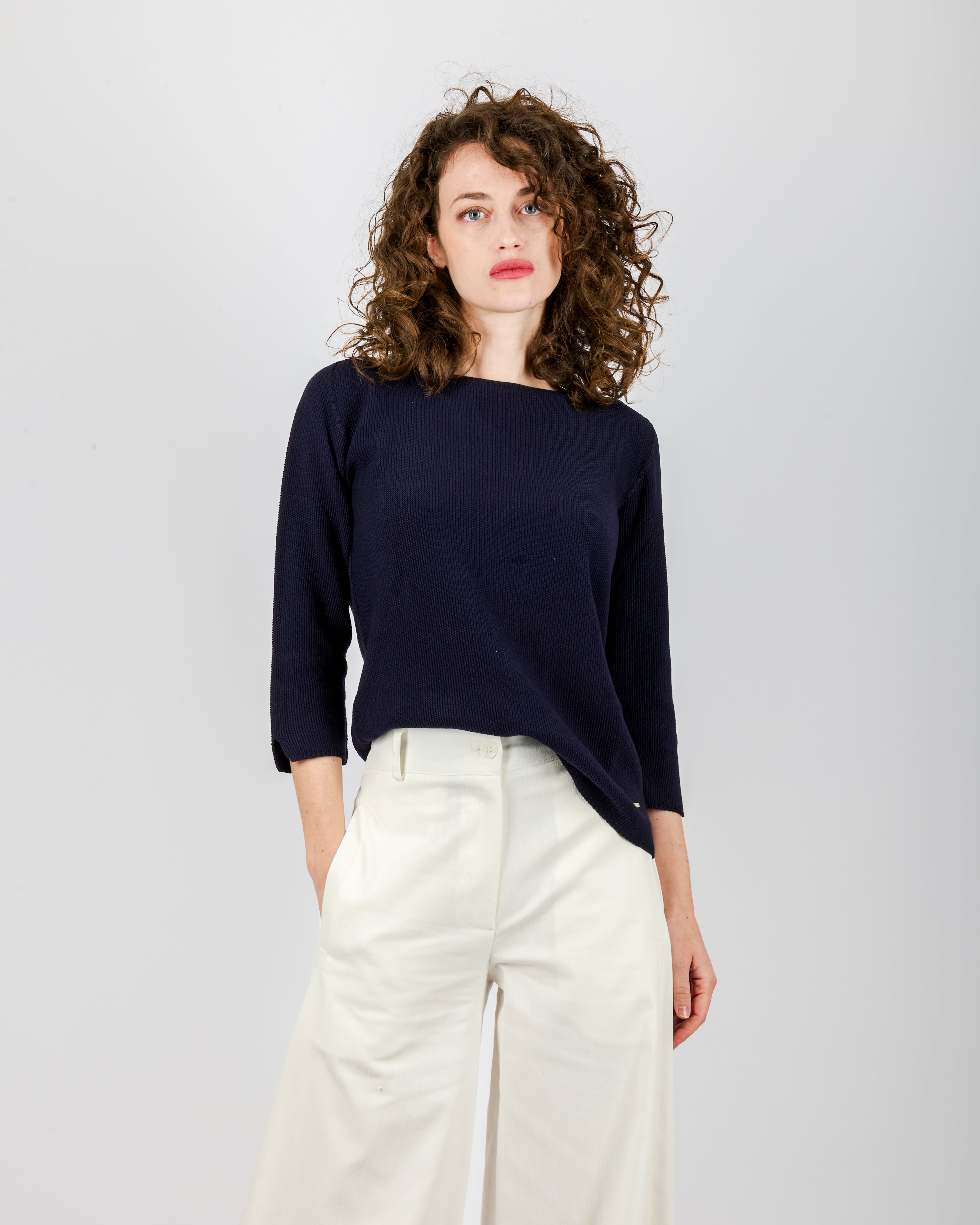 Maglia scatoletta motivo finta riga 92030