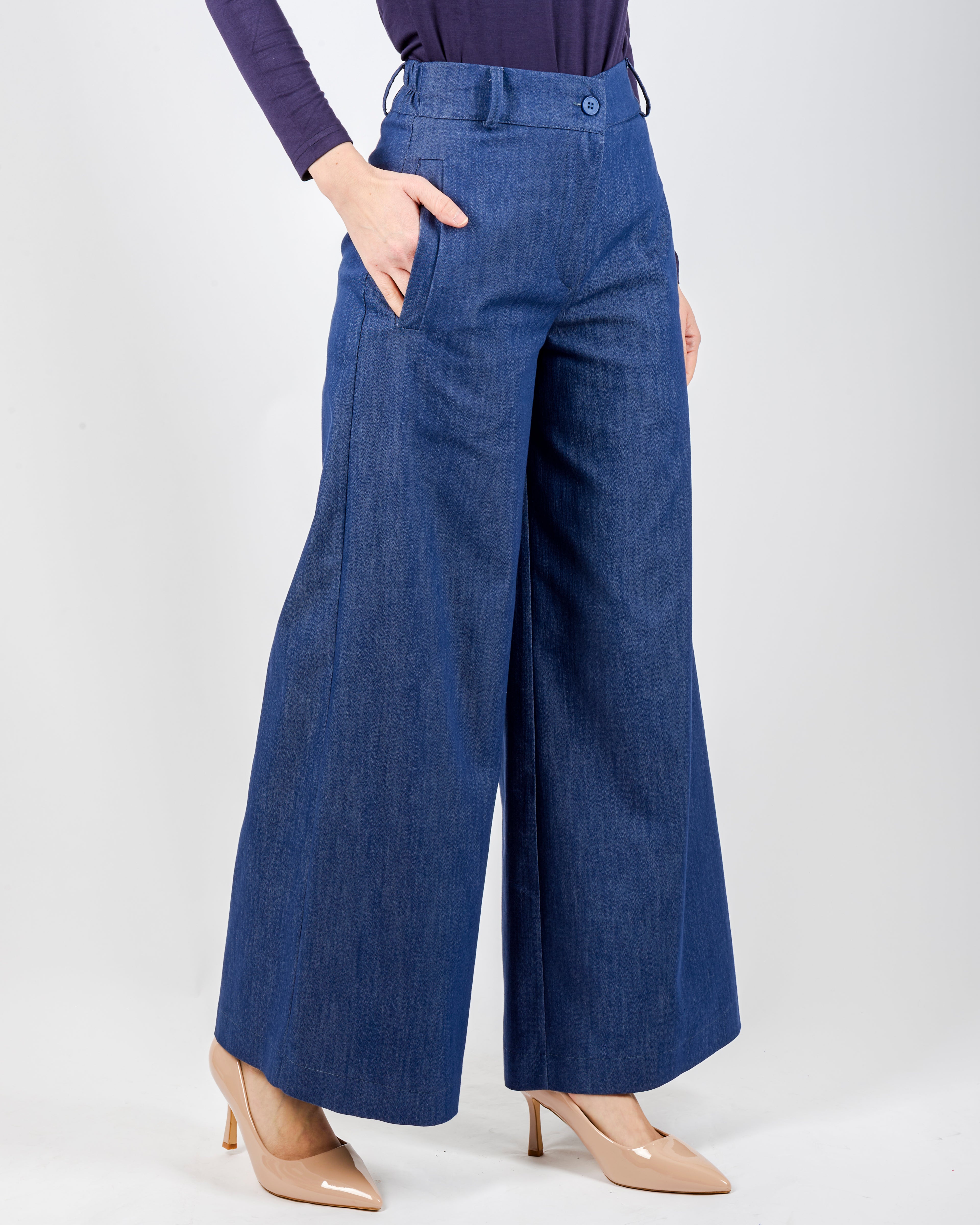 Pantalone tela jeans palazzo G193/23