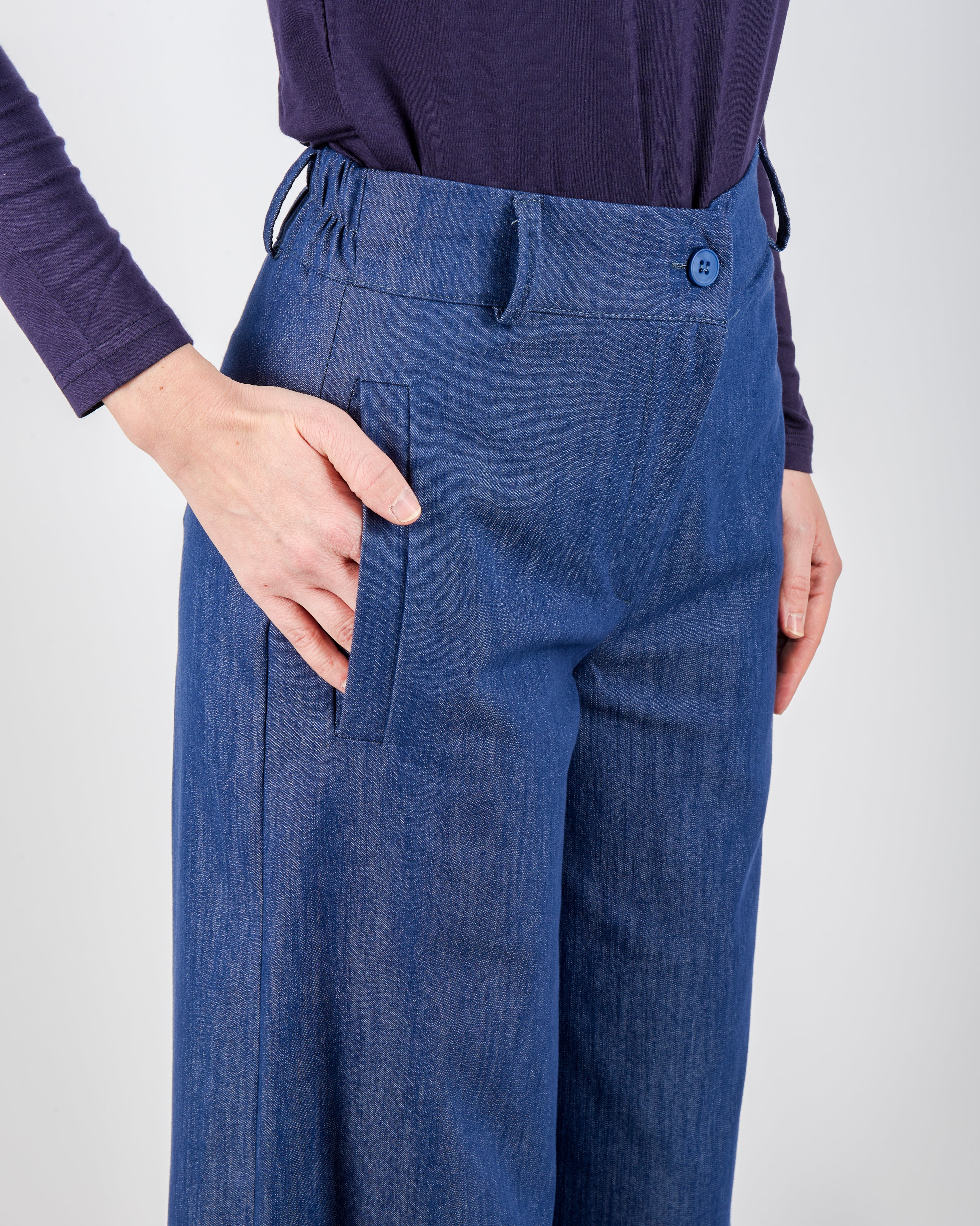 Pantalone tela jeans palazzo G193/23