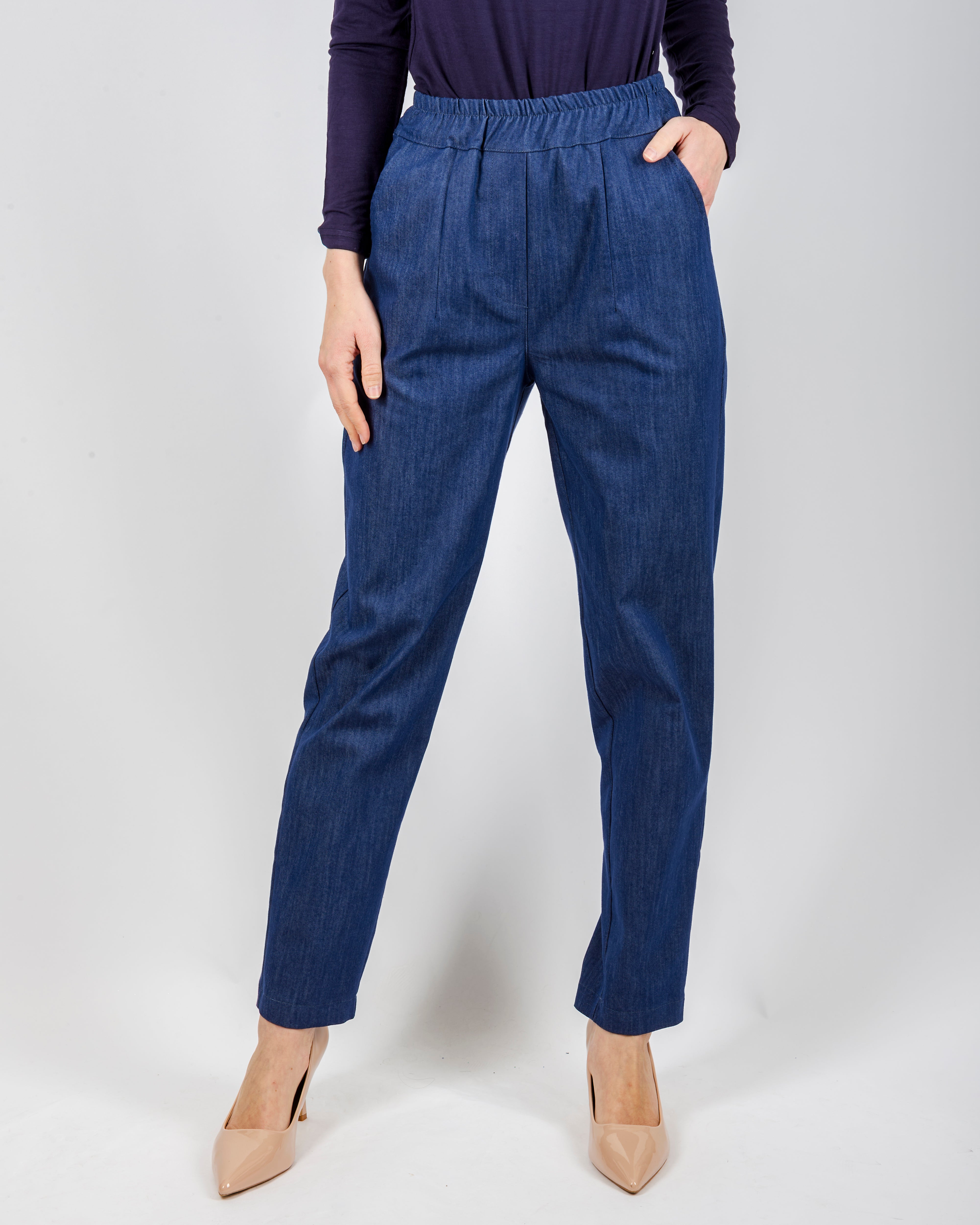 Pantalone tela jeans elastico dietro G154/23