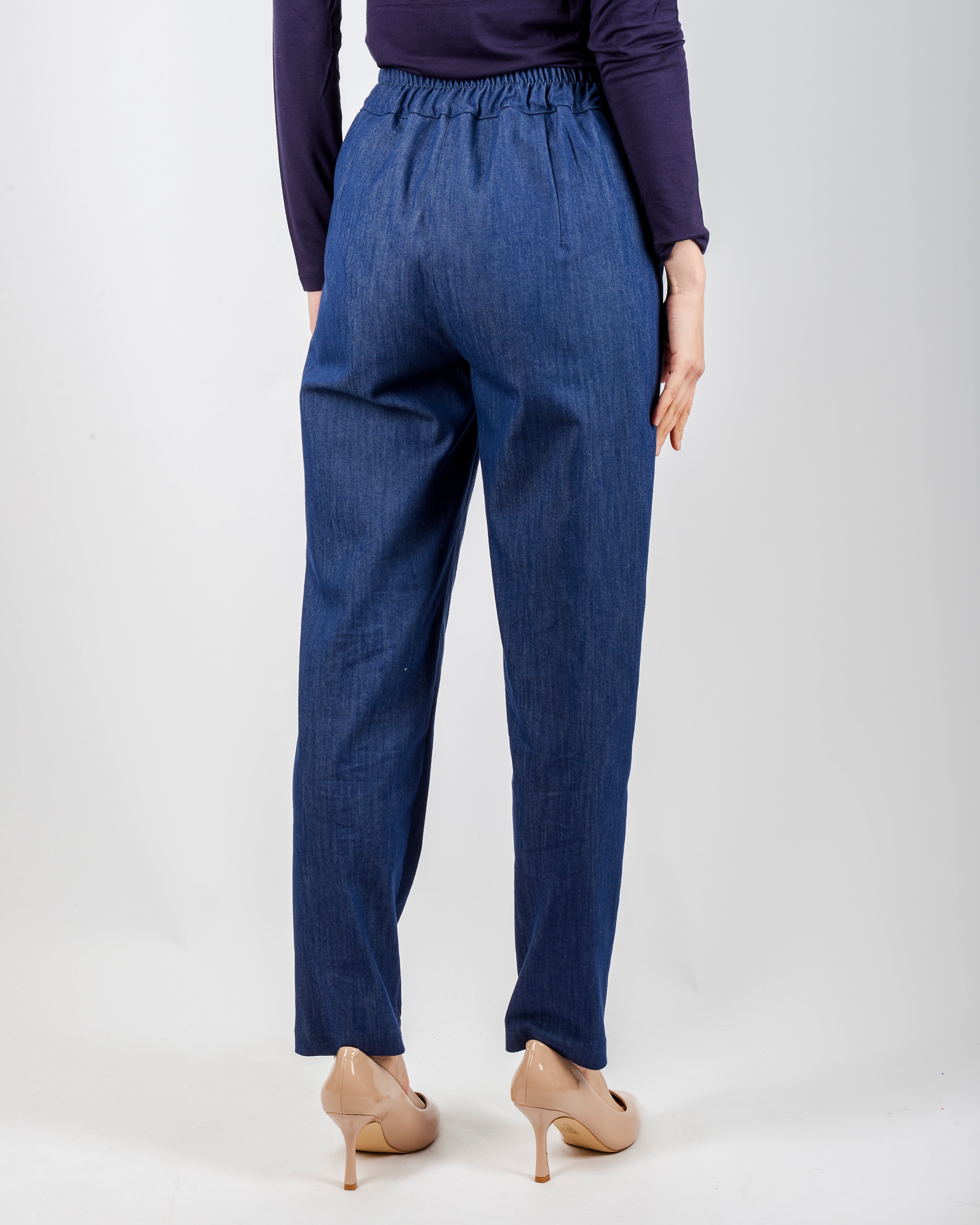 Pantalone tela jeans elastico dietro G154/23