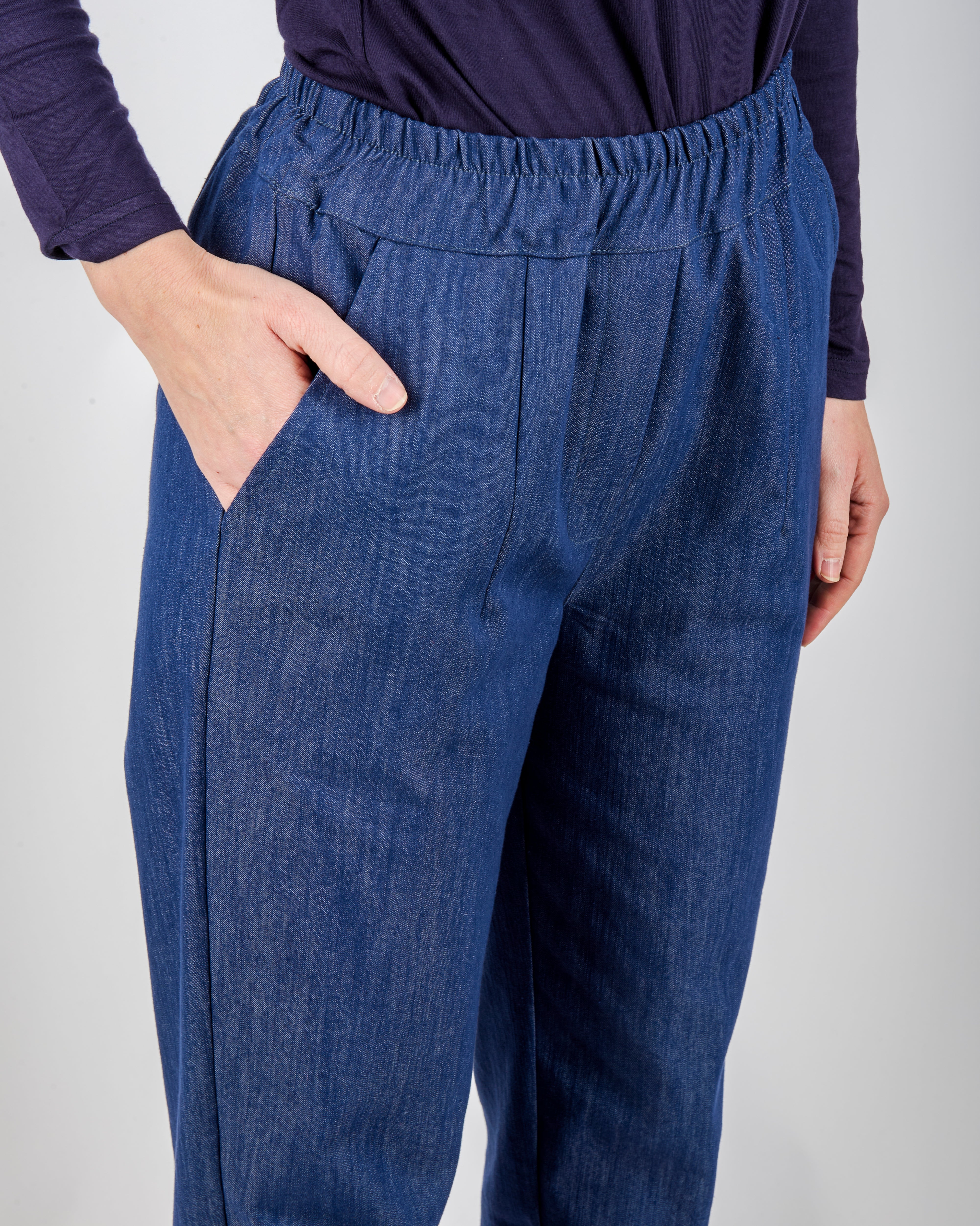 Pantalone tela jeans elastico dietro G154/23