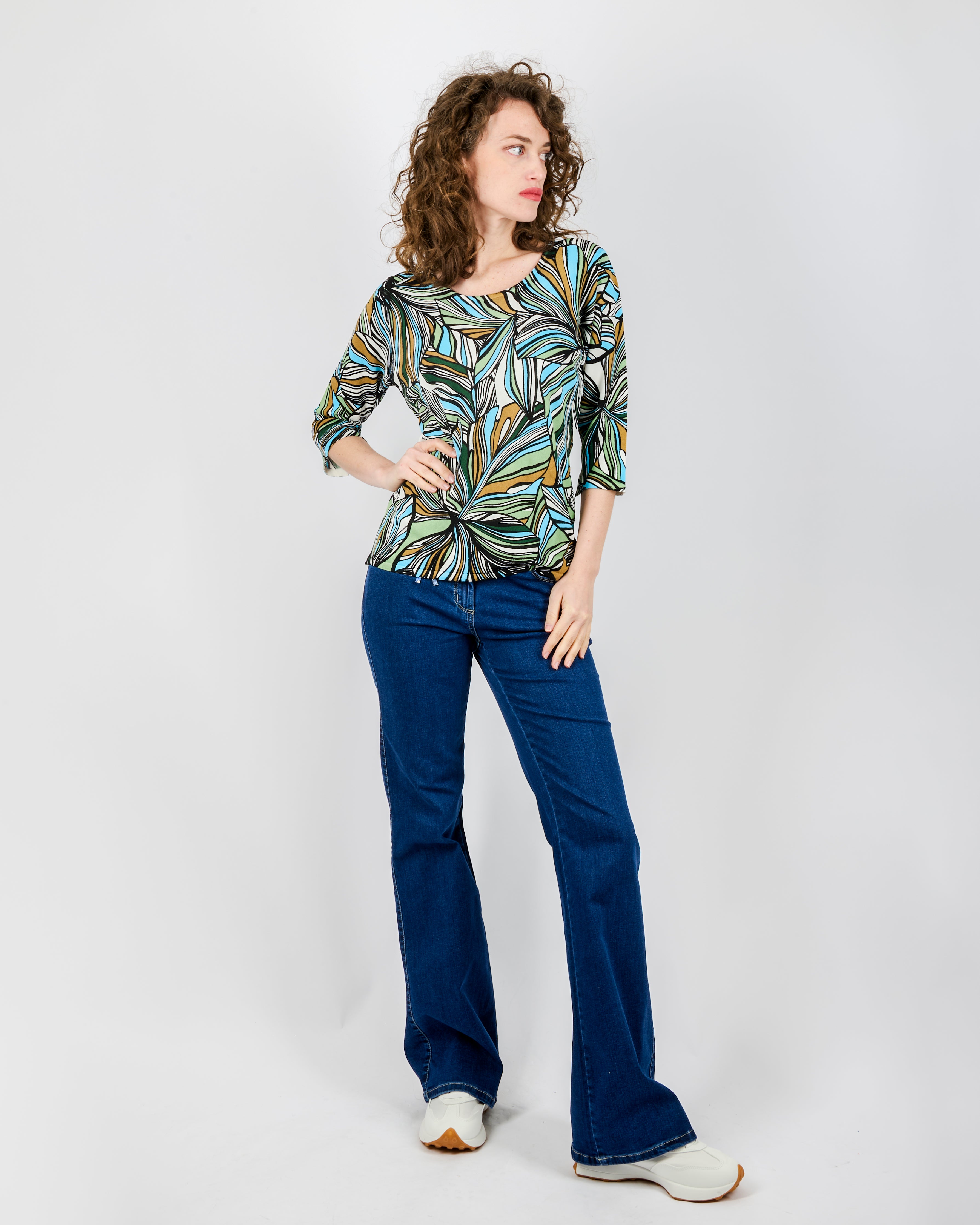 Maglia in viscosa fantasia foglie 7902