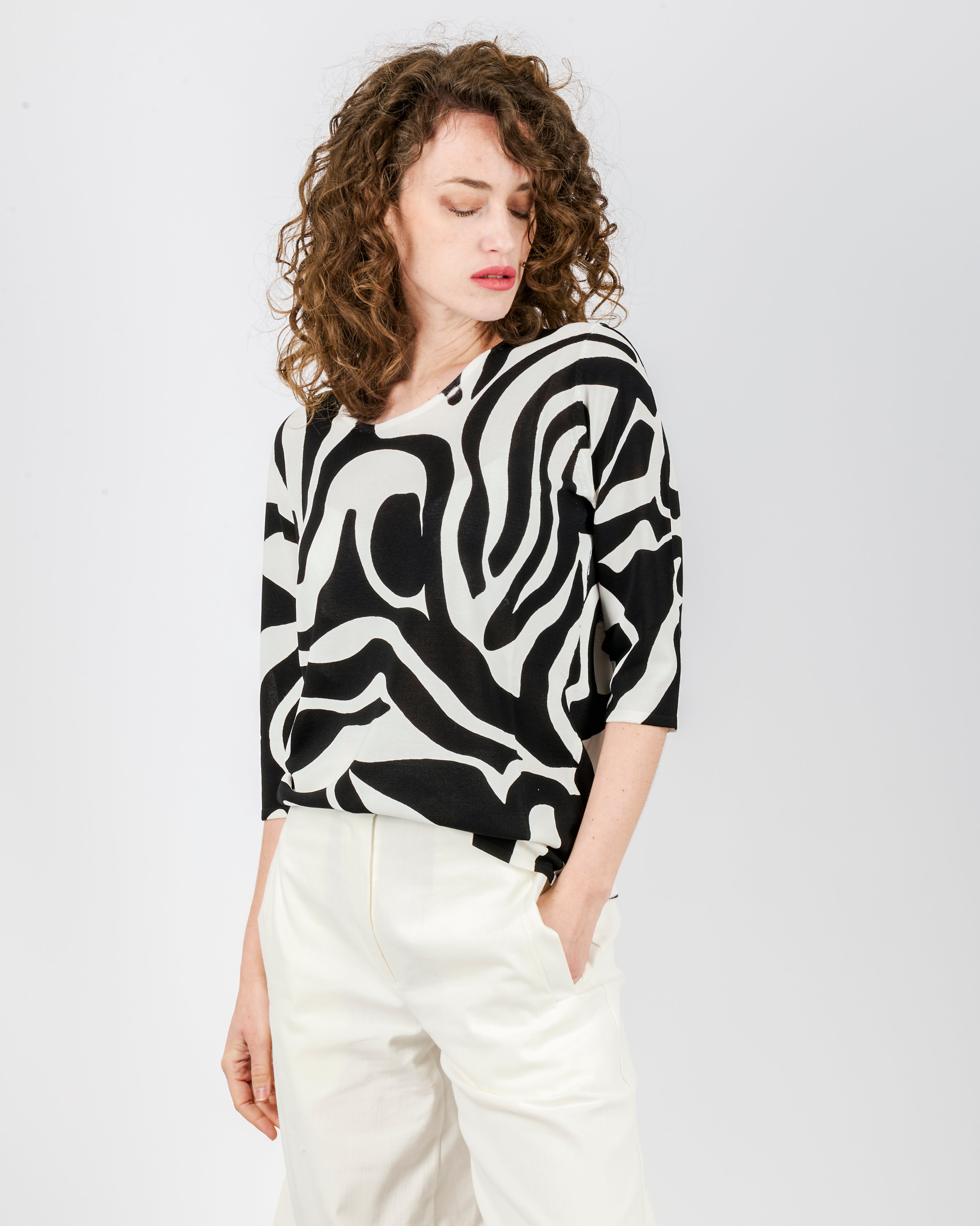 Maglia in viscosa fantasia zebra 7906