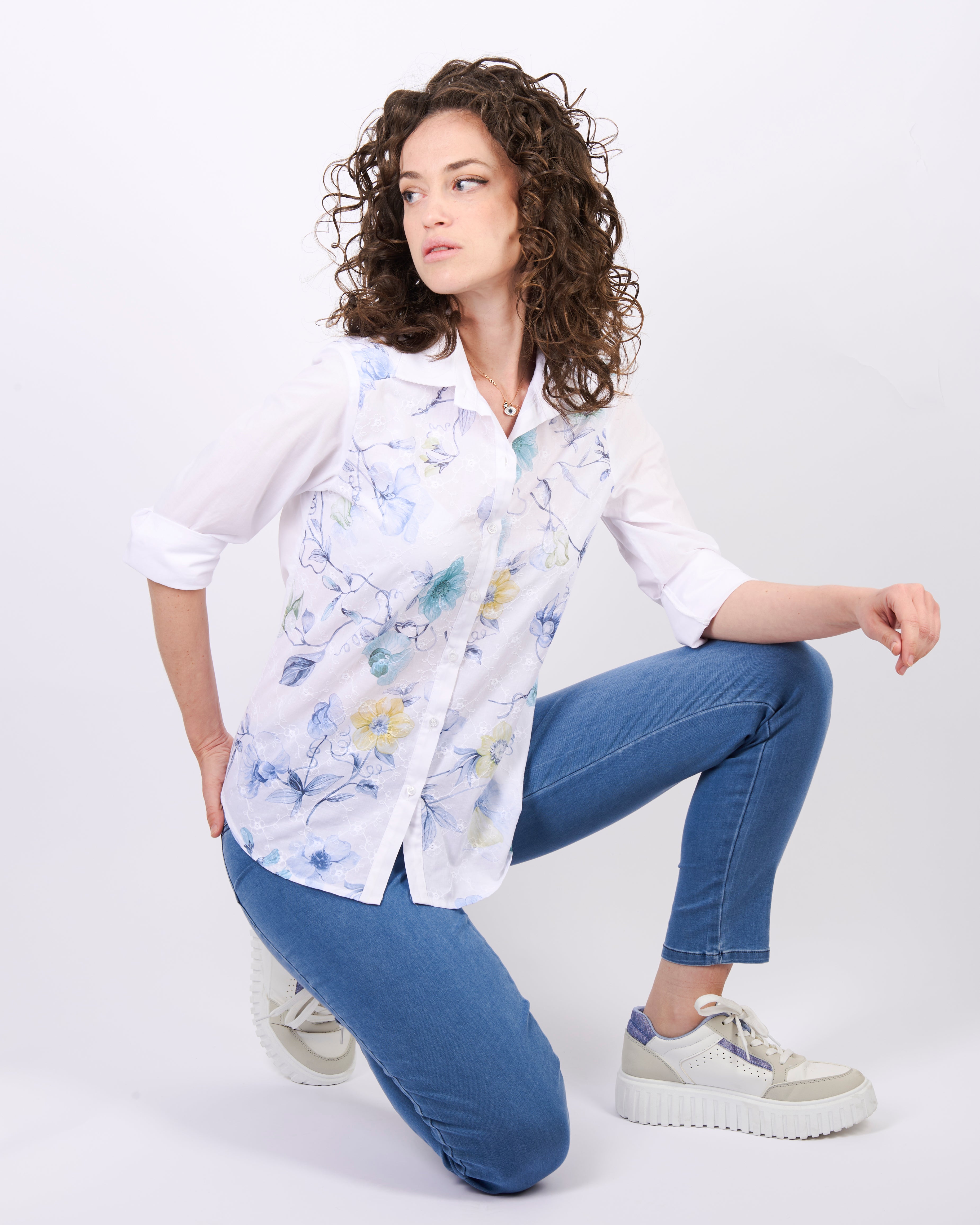 Camicia in cotone fantasia fiore 434564