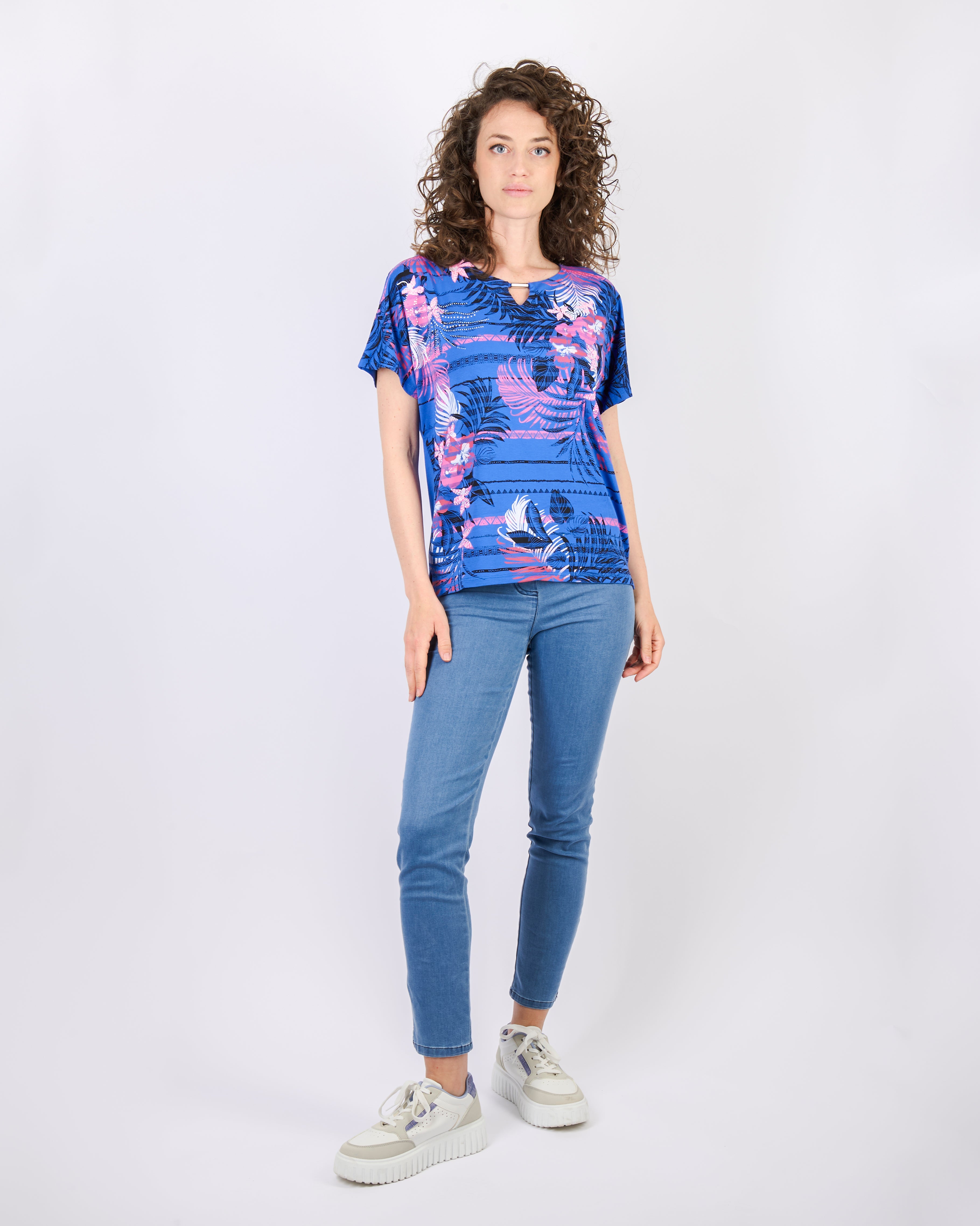 Maglia stampa etnica con palme 8521