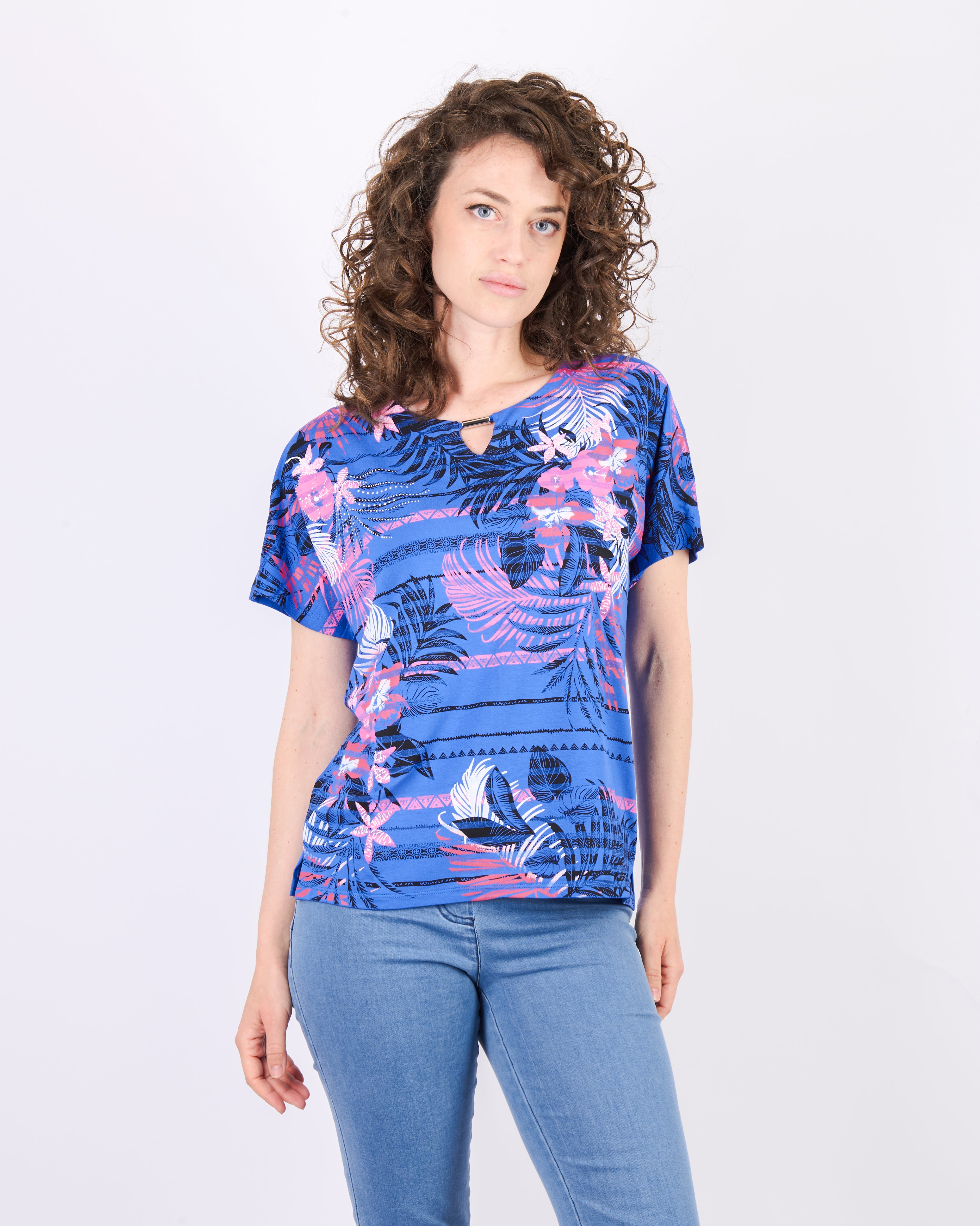 Maglia stampa etnica con palme 8521