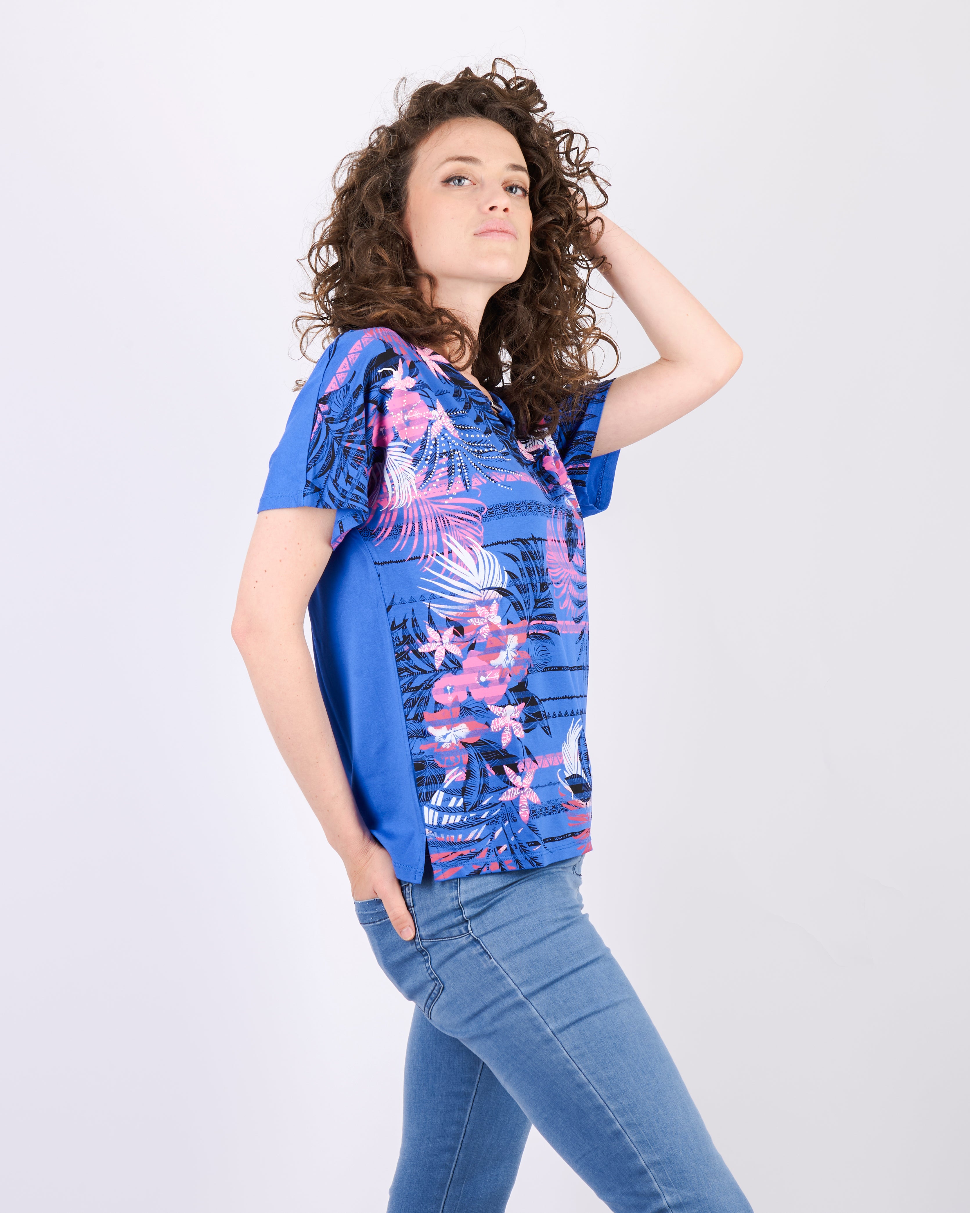 Maglia stampa etnica con palme 8521