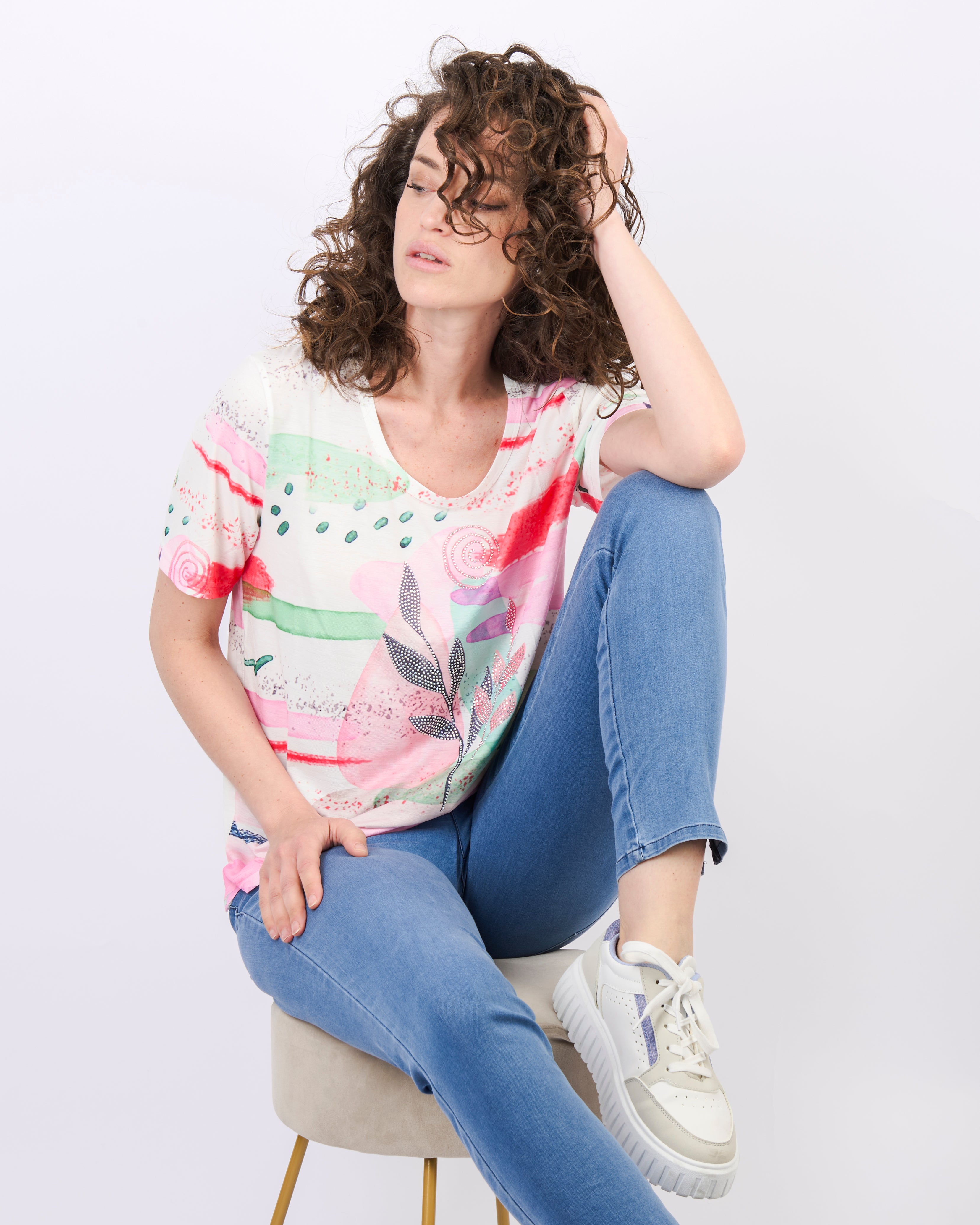 Maglia scollata fant fiore 8549
